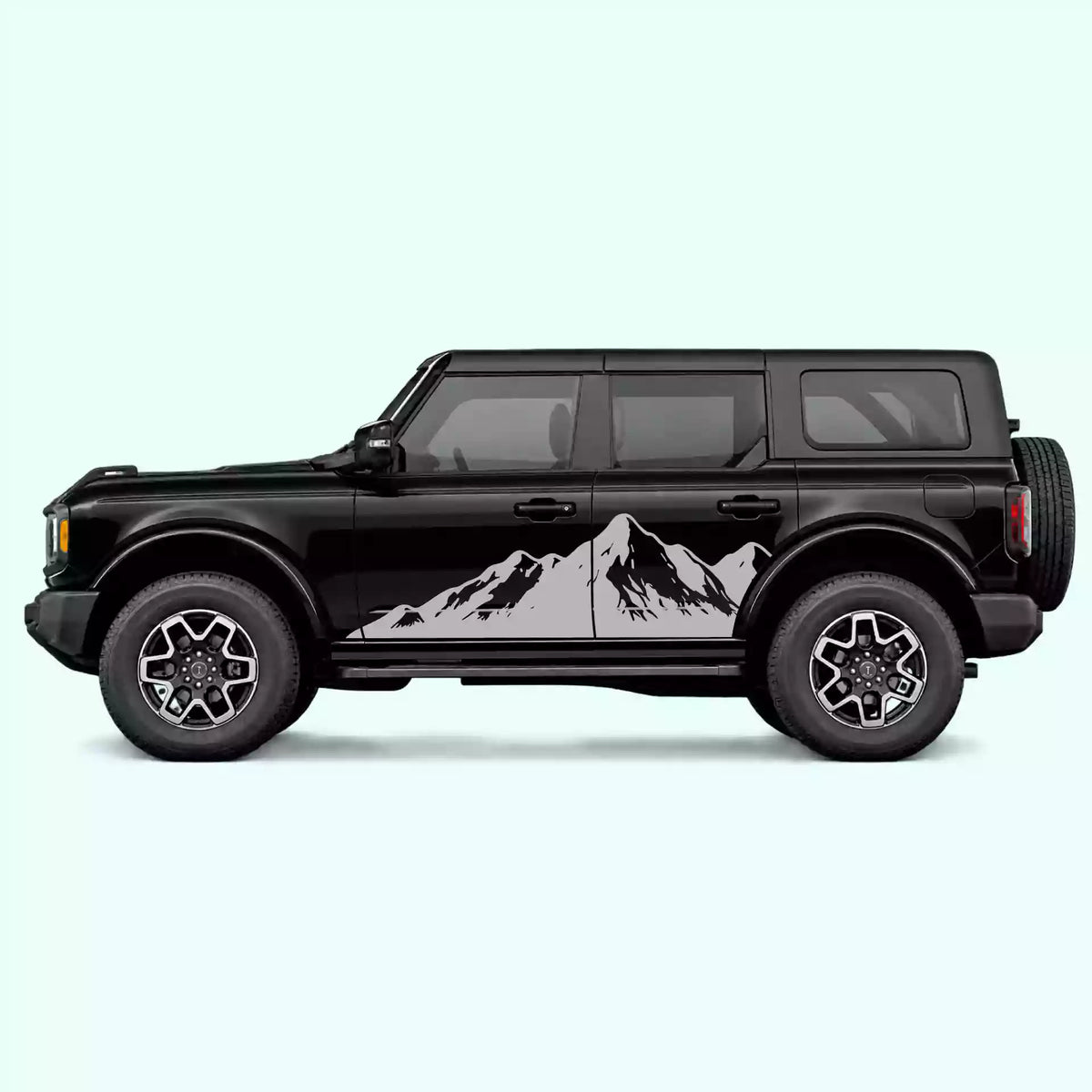 6th Gen Ford Bronco Mountain Range Side Decals Vinyl Graphics Kit Gray