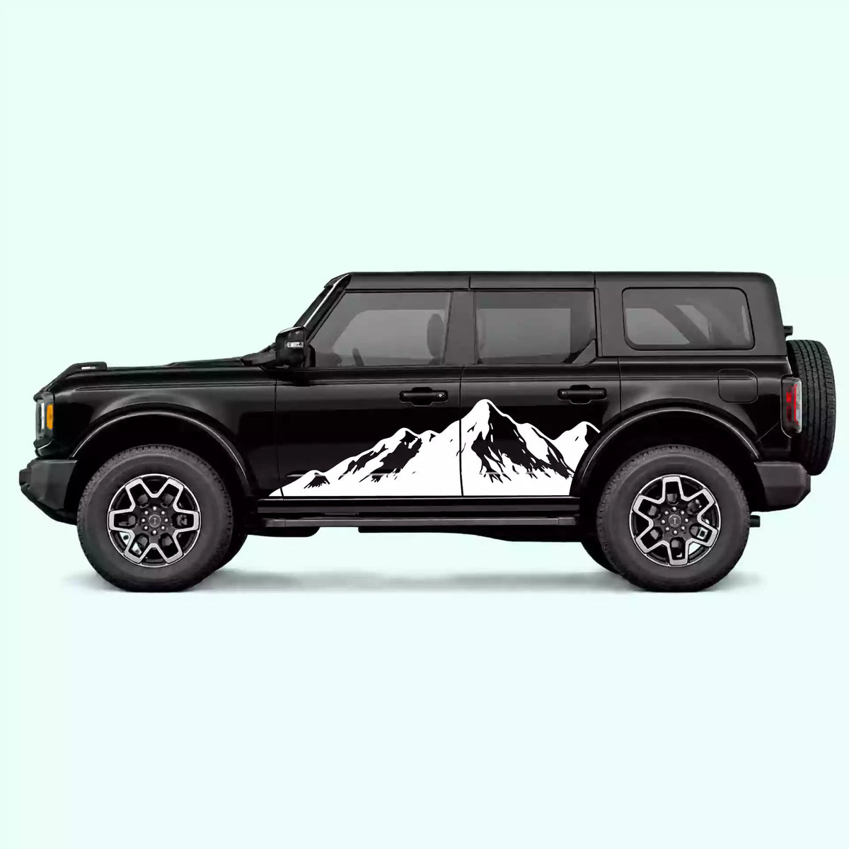 6th Gen Ford Bronco Mountain Range Side Decals Vinyl Graphics Kit White