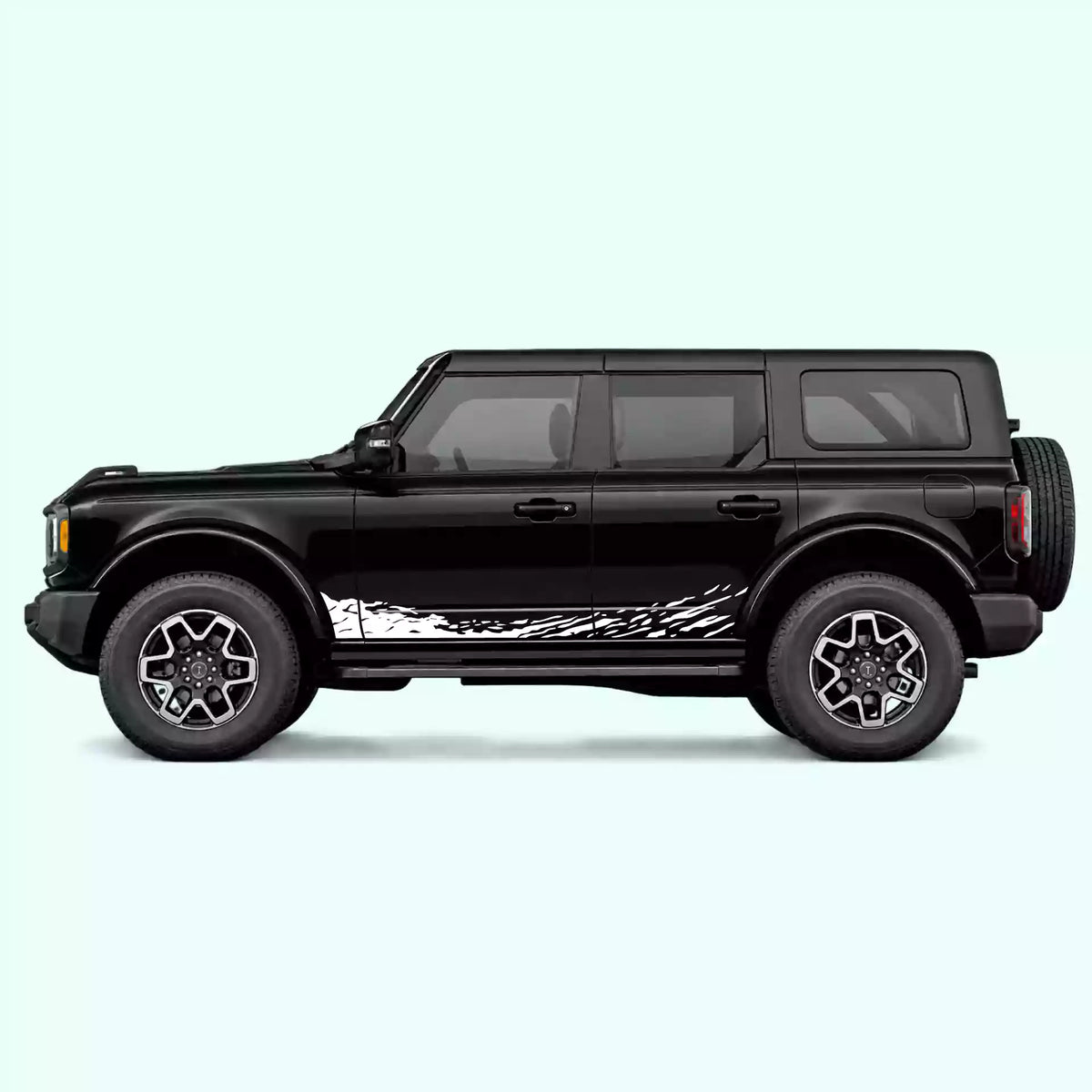 6th Gen Ford Bronco Mud Splash Rocker Stripes Vinyl Graphics Kit White