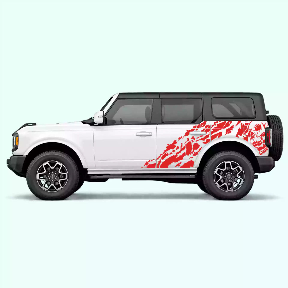6th Gen Ford Bronco Nightmare Side Decals Vinyl Graphics Kit Red