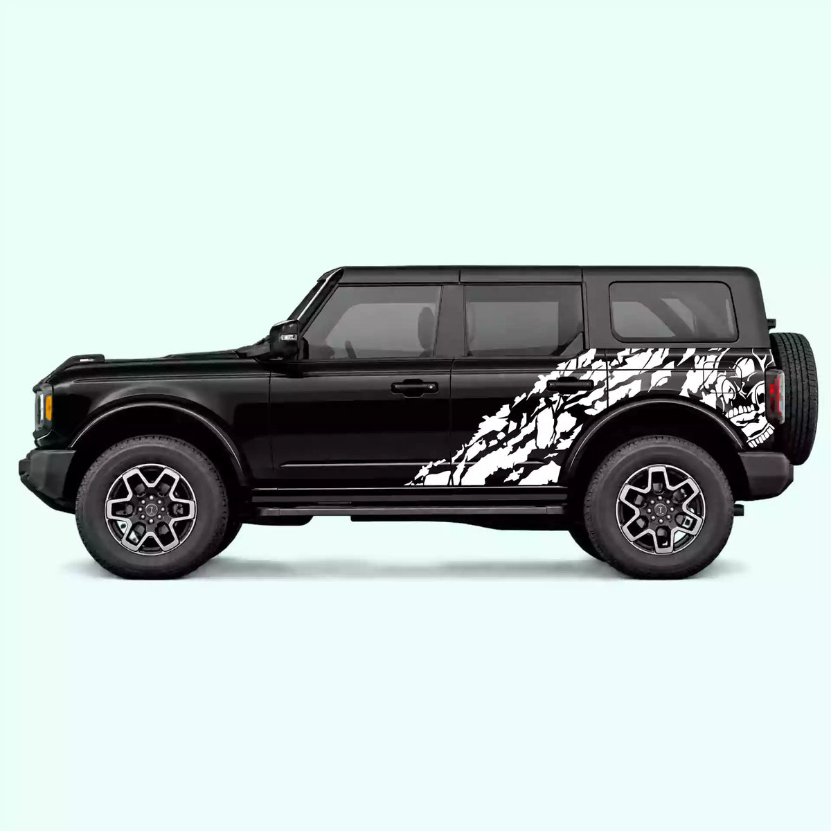 6th Gen Ford Bronco Nightmare Side Decals Vinyl Graphics Kit White
