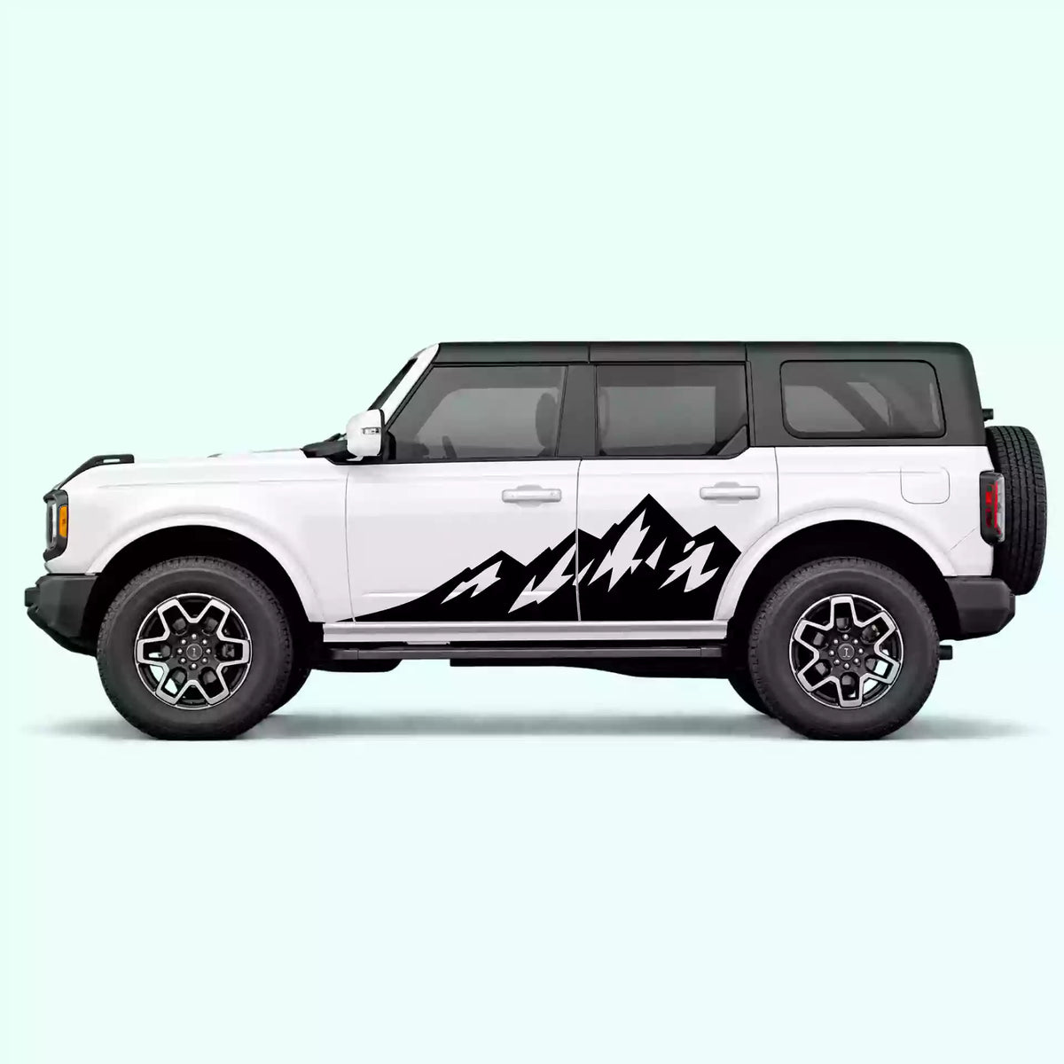 6th Gen Ford Bronco Peak Mountain Side Decals Vinyl Graphics Kit Black