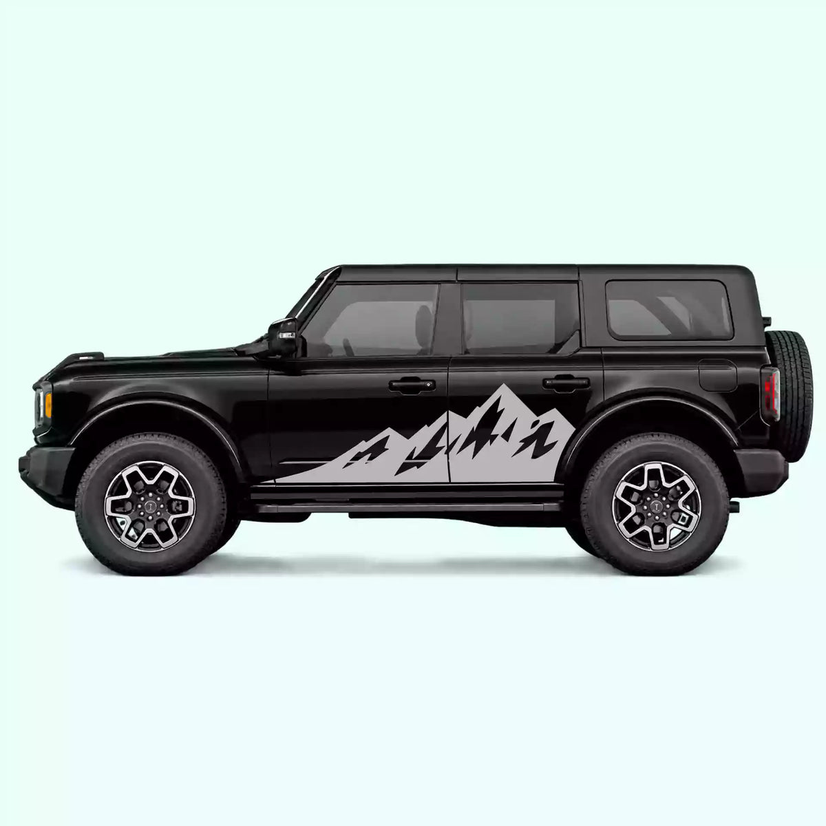 6th Gen Ford Bronco Peak Mountain Side Decals Vinyl Graphics Kit Gray