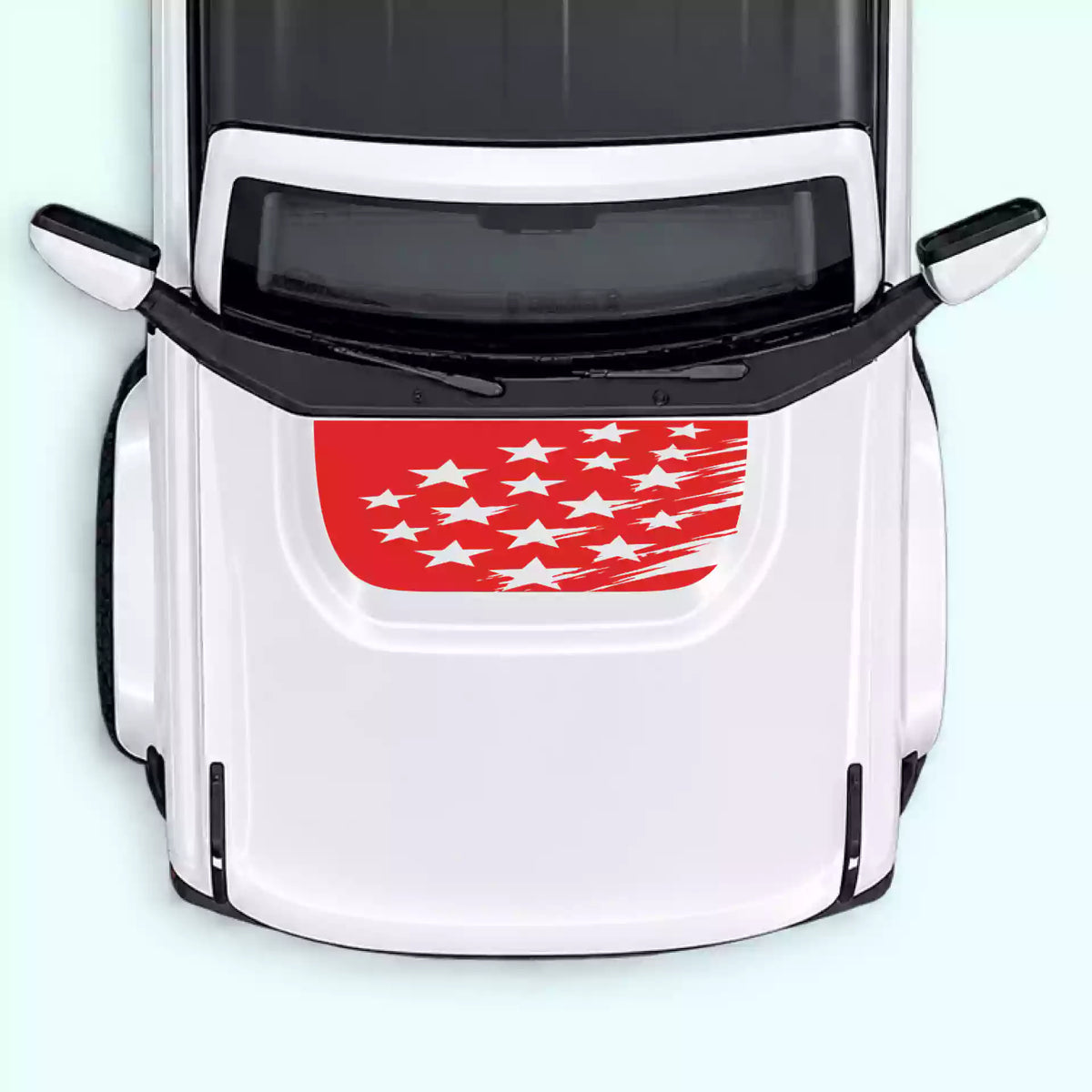 6th Gen Ford Bronco Shattered American Flag Hood Decal Vinyl Graphics Kit Red