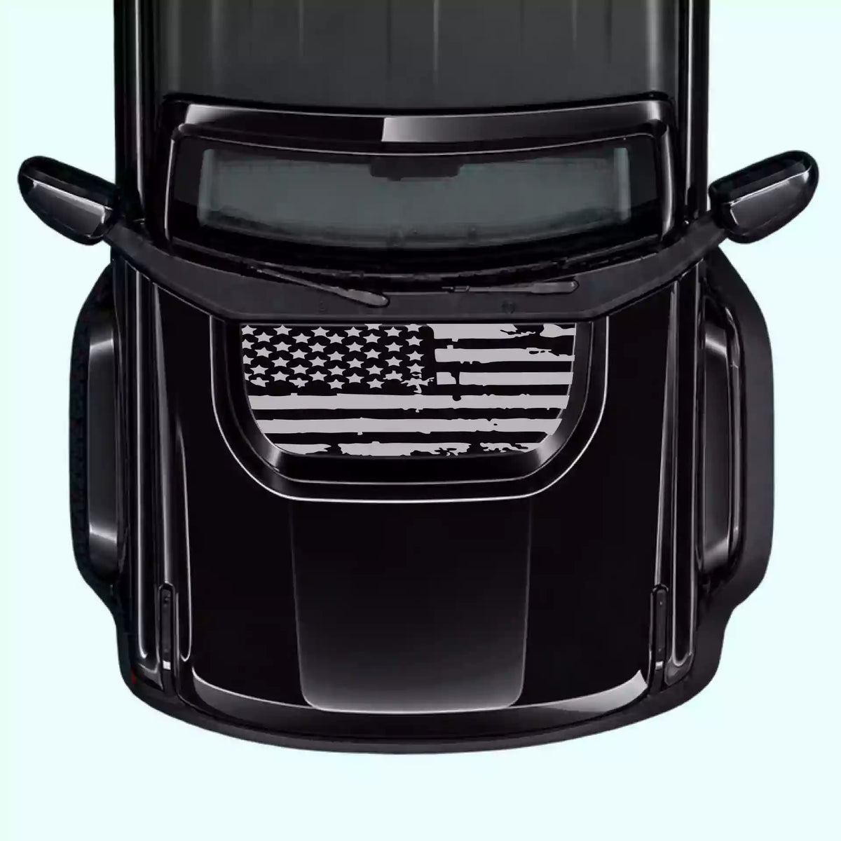 6th Gen Ford Bronco Shred American Flag Hood Decals Vinyl Graphics Kit Gray