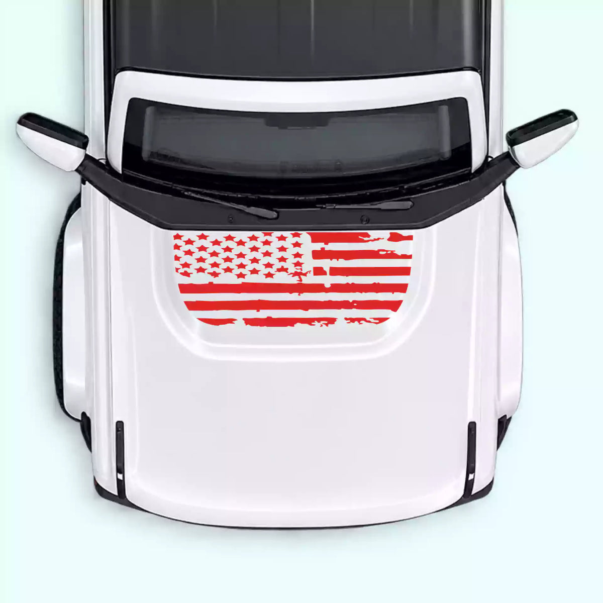 6th Gen Ford Bronco Shred American Flag Hood Decals Vinyl Graphics Kit Red