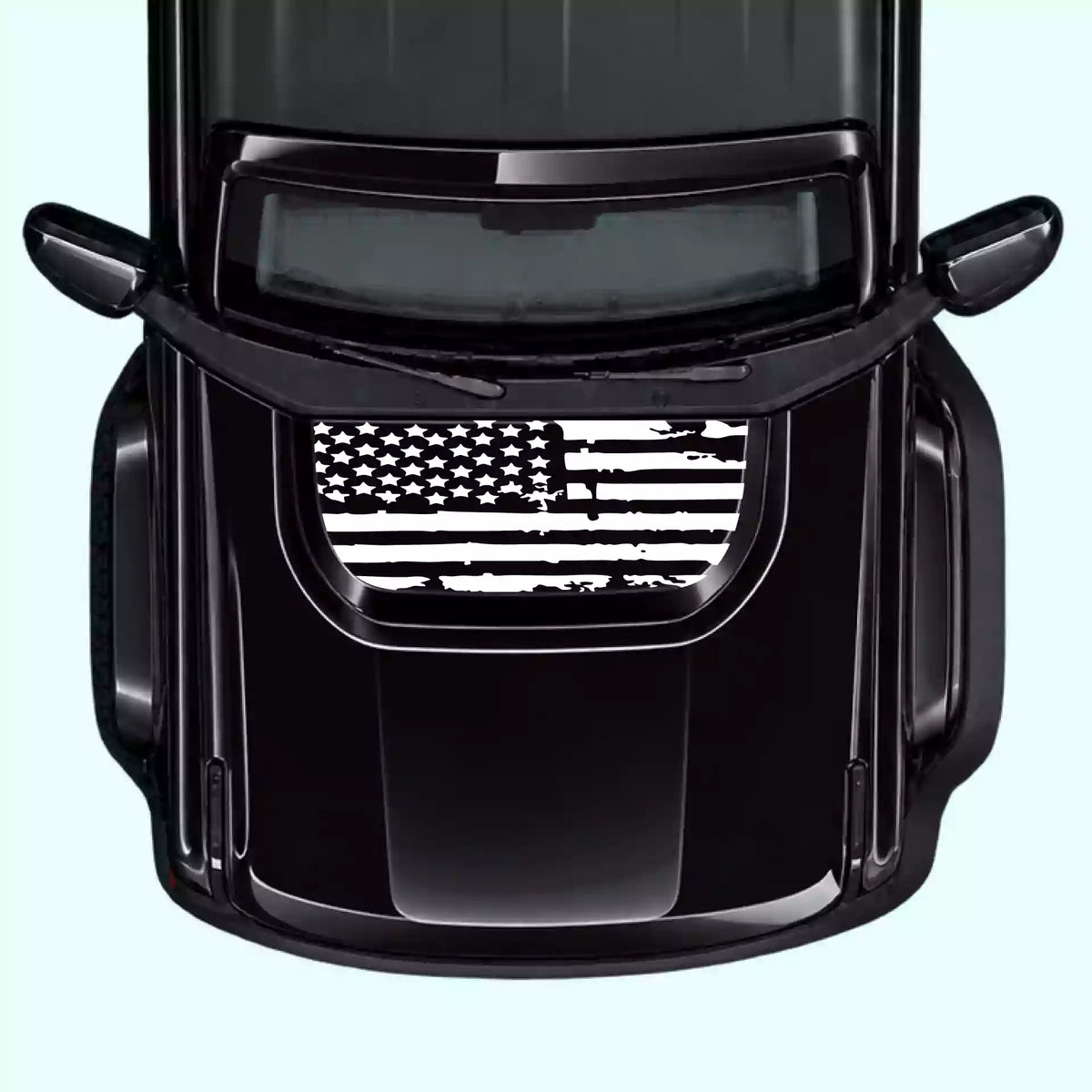 6th Gen Ford Bronco Shred American Flag Hood Decals Vinyl Graphics Kit White