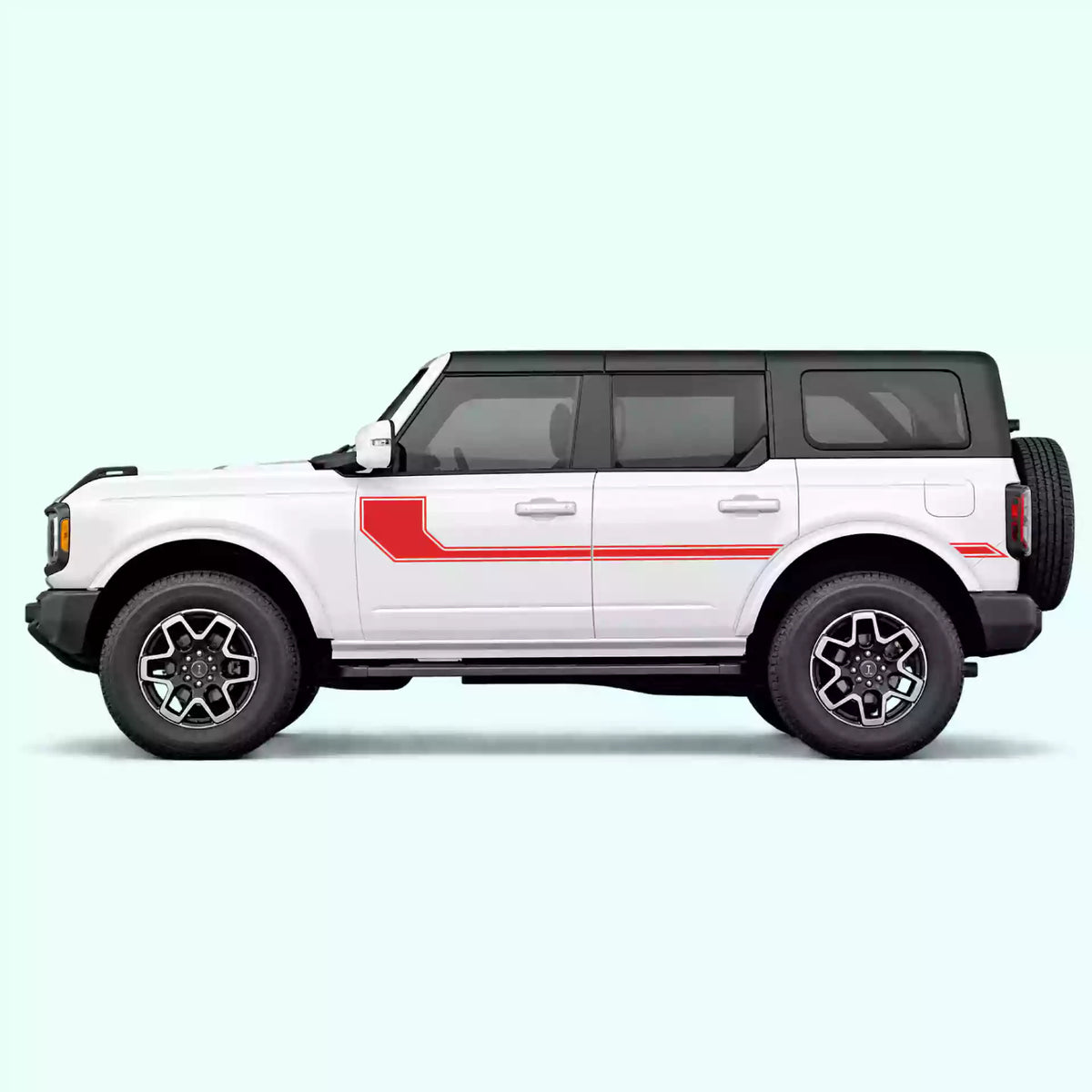 6th Gen Ford Bronco Side Line Stripes Vinyl Graphics Kit Red