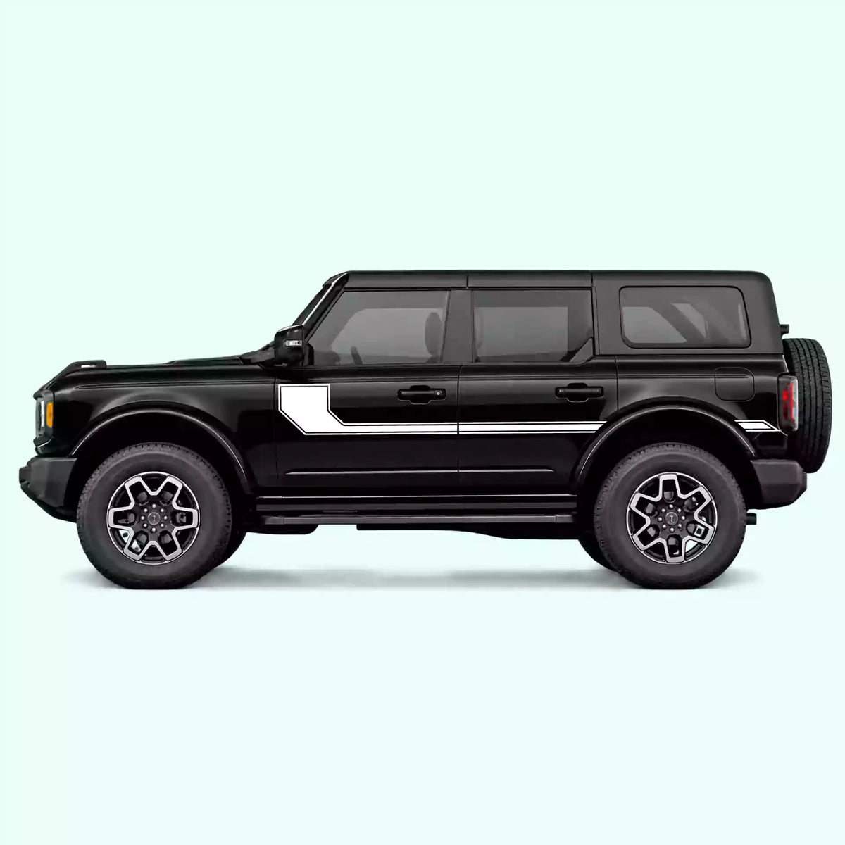 6th Gen Ford Bronco Side Line Stripes Vinyl Graphics Kit White