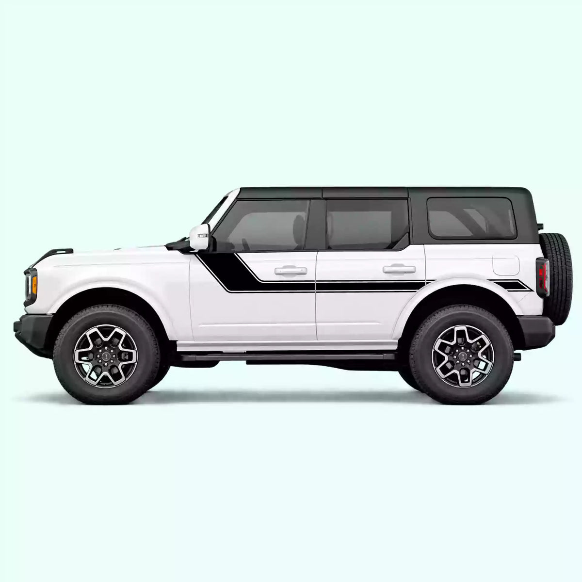 6th Gen Ford Bronco Side Rally Stripes Vinyl Graphics Kit Black
