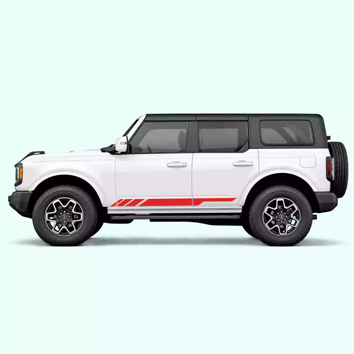 6th Gen Ford Bronco Side Stripes Vinyl Graphics Kit Red