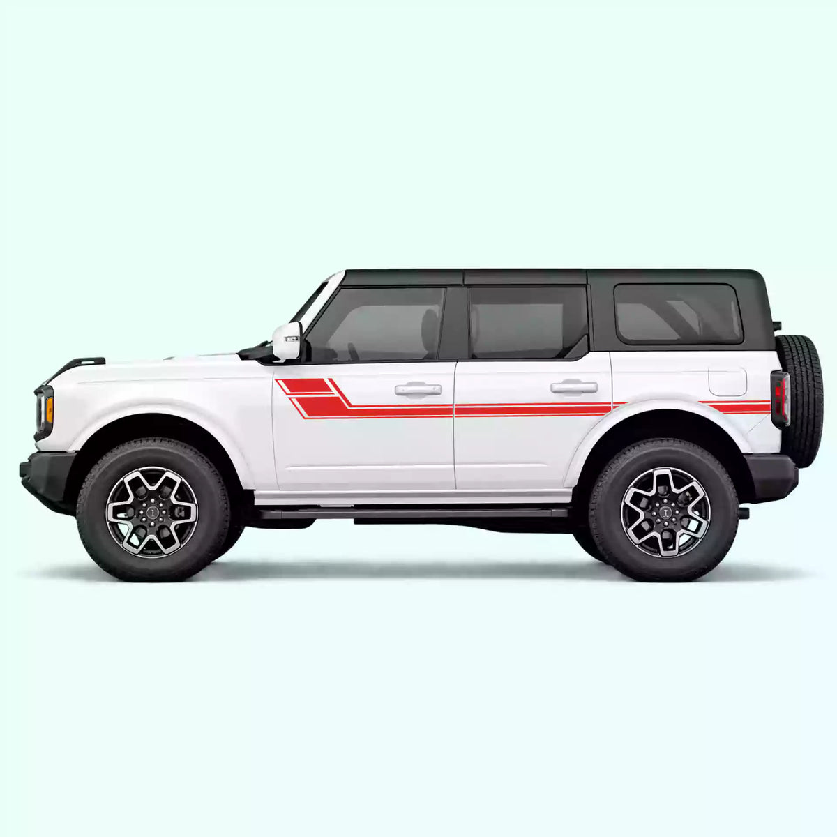 6th Gen Ford Bronco Side Stripes Vinyl Graphics Kit Red