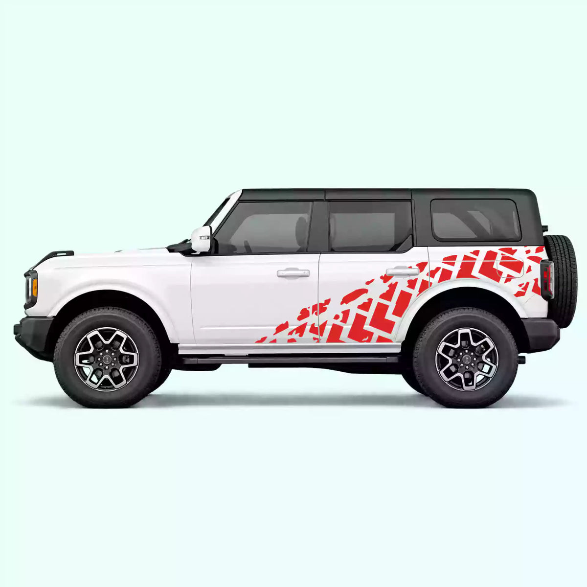 6th Gen Ford Bronco Tire Tracks Side Decals Vinyl Graphics Kit Red