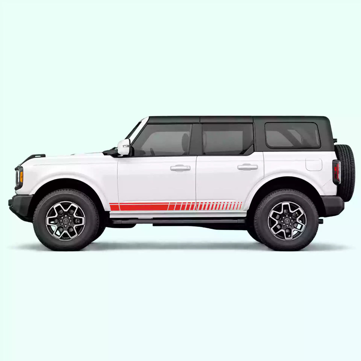 6th Gen Ford Bronco Top Pin Stripe Rocker Vinyl Graphics Kit Red