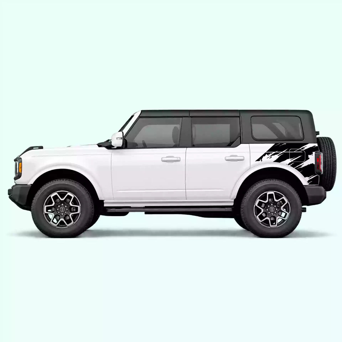 6th Gen Ford Bronco Torn Side Decals Vinyl Graphics Kit Black