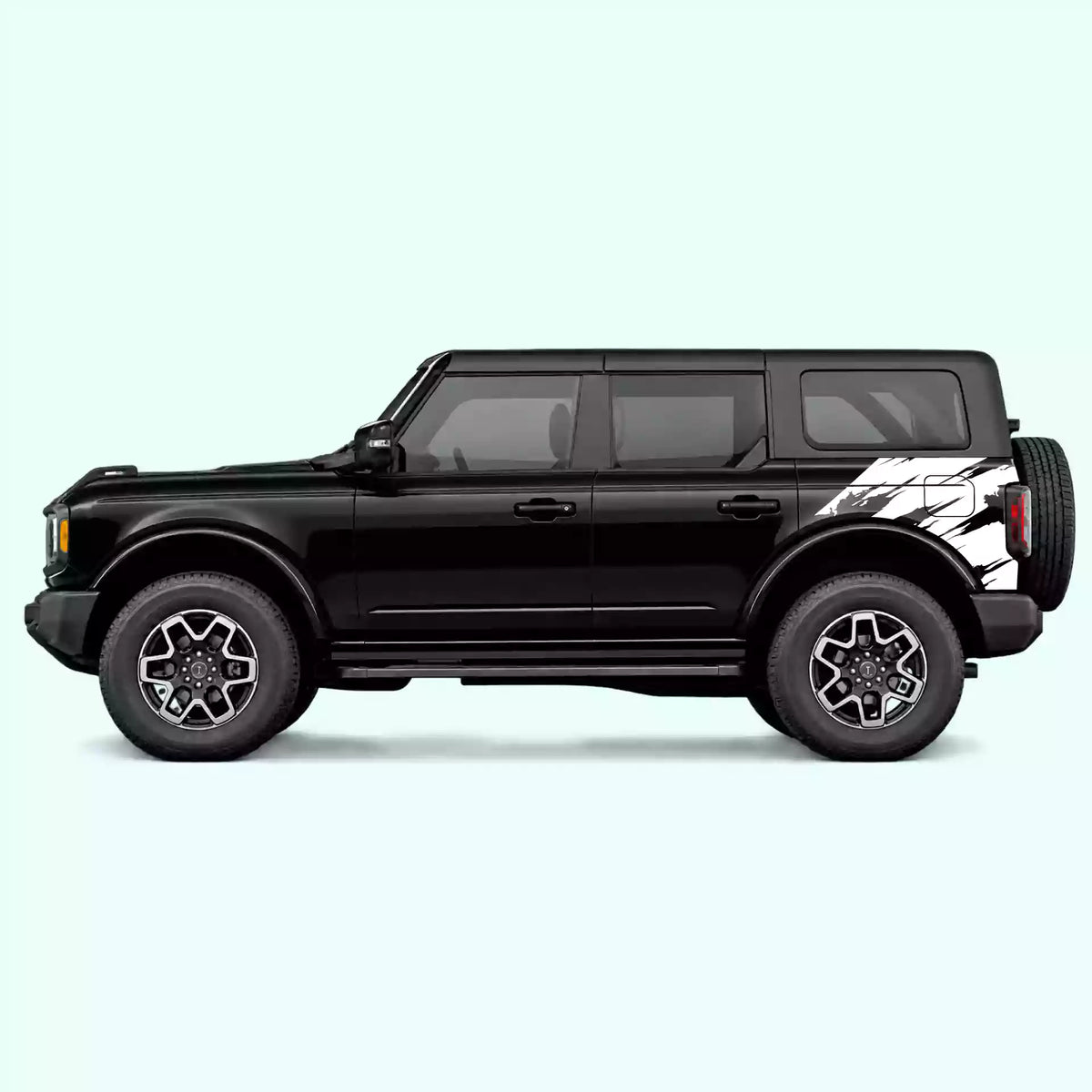 6th Gen Ford Bronco Torn Side Decals Vinyl Graphics Kit White