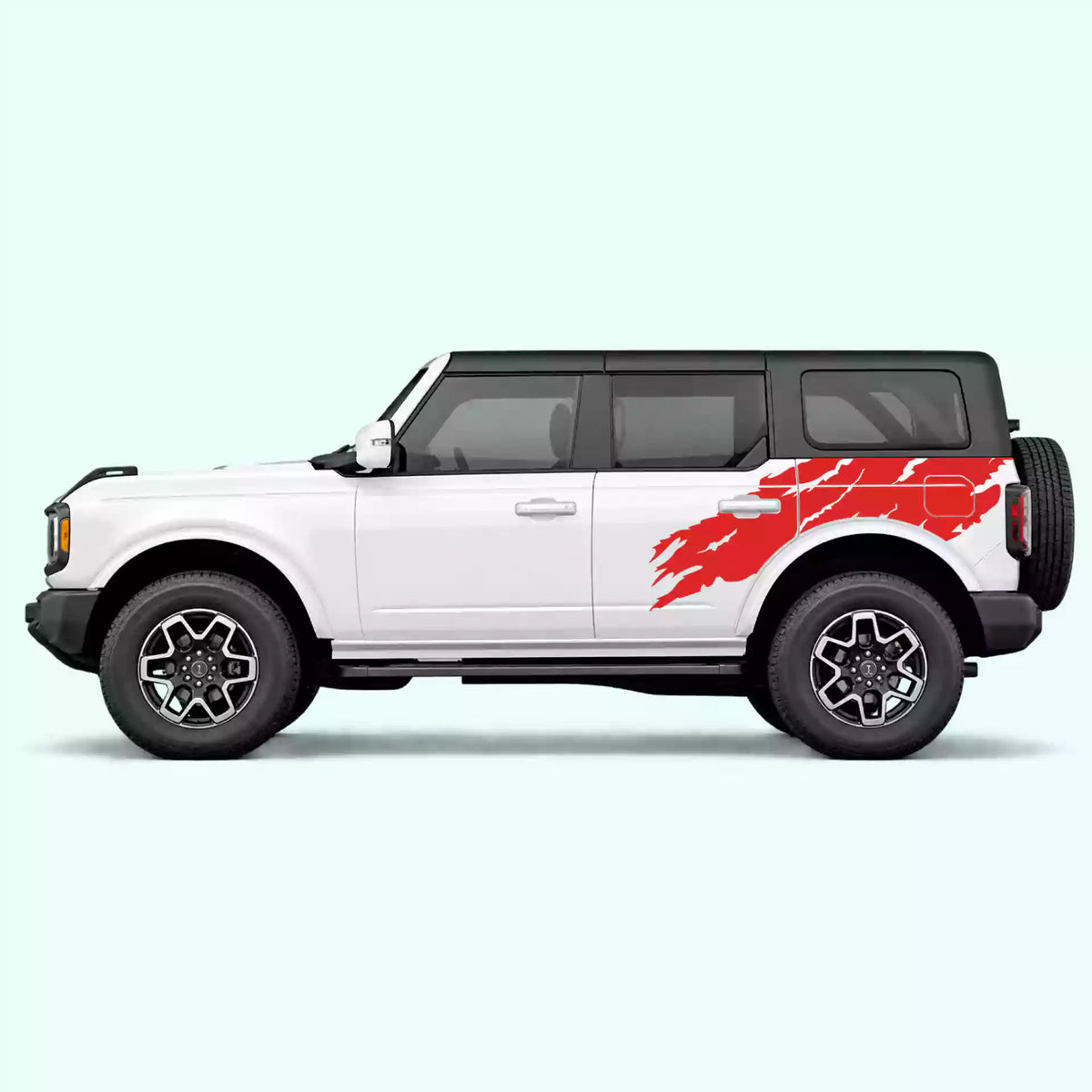 6th Gen Ford Bronco Torn Off Road Side Decals Vinyl Graphics Kit Red