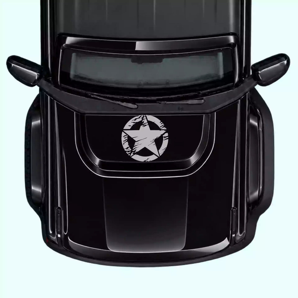 6th Gen Ford Bronco Torn Star Hood Decal Vinyl Graphics Kit Gray