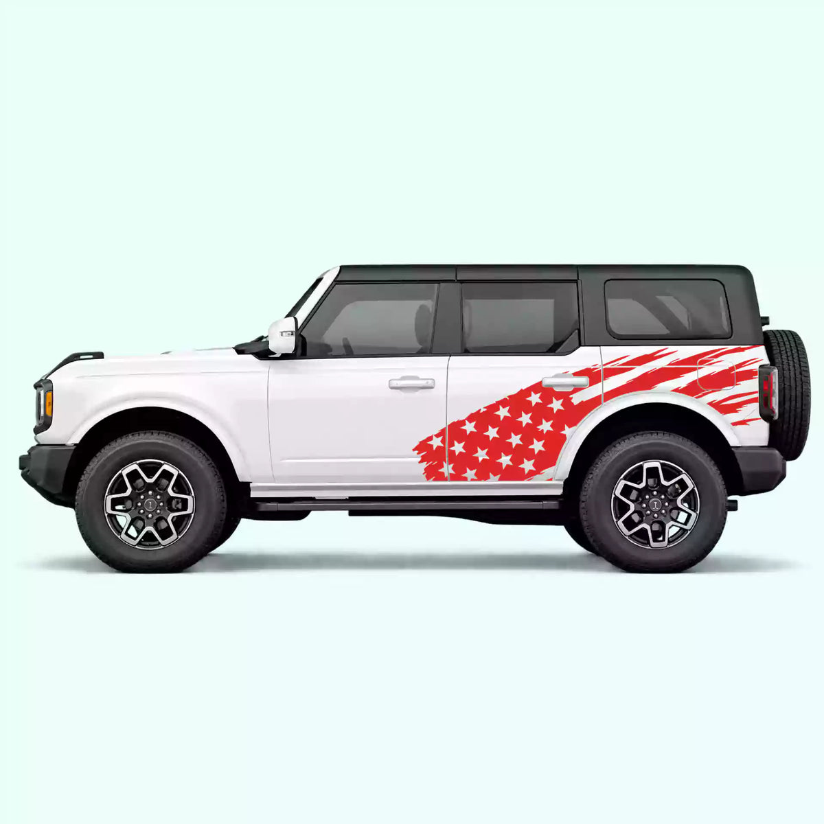 6th Gen Ford Bronco US Flag Side Decals Vinyl Graphics Kit Red