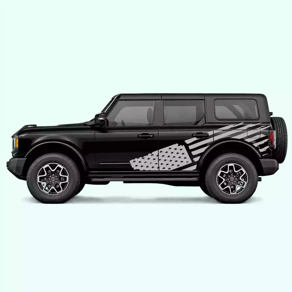 6th Gen Ford Bronco USA Flag Side Decals Vinyl Graphics Kit Gray