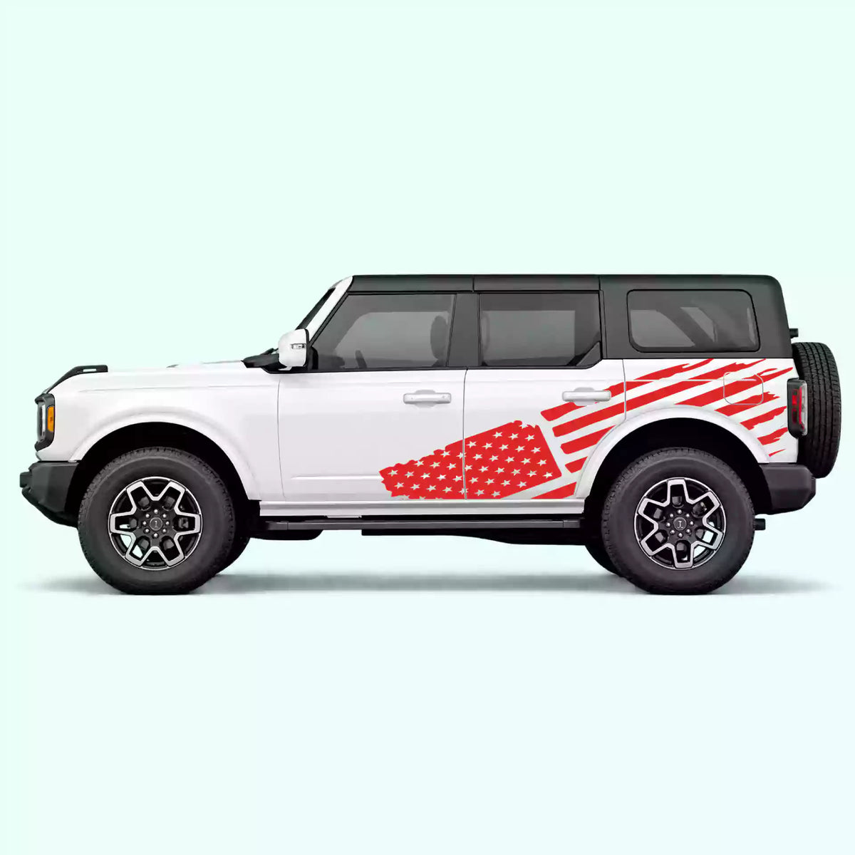 6th Gen Ford Bronco USA Flag Side Decals Vinyl Graphics Kit Red