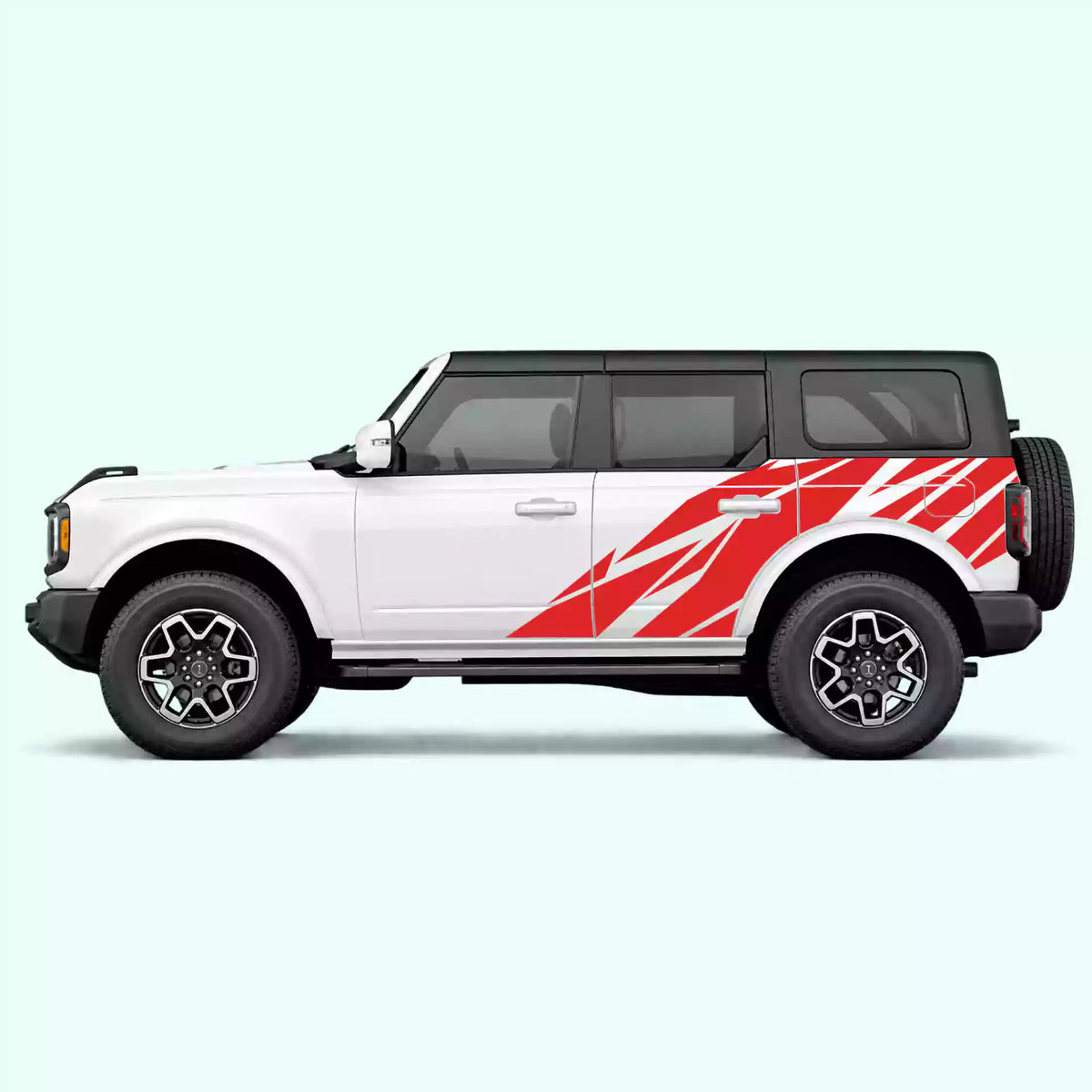 6th Gen Ford Bronco Warlord Side Decals Vinyl Graphics Kit Red