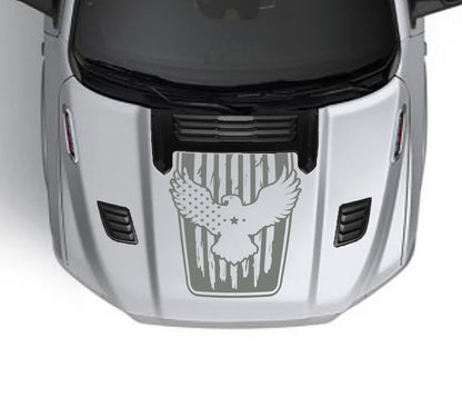 American eagle flag performance hood graphics for dodge ram 1500 2019 to 2023 models gray