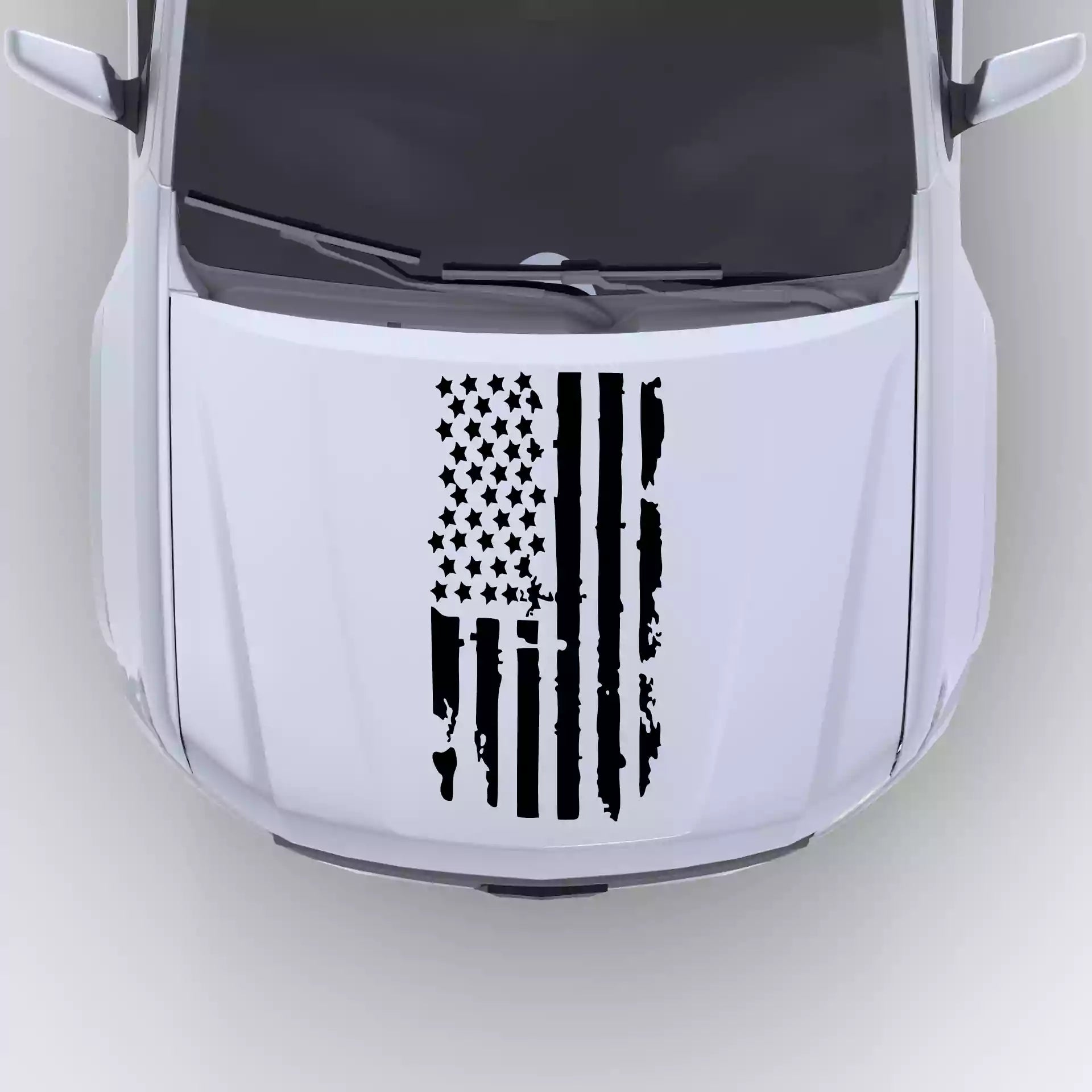 2016-2022 Chevrolet Colorado Shred American Flag Hood Decals Vinyl Graphics Kit Black