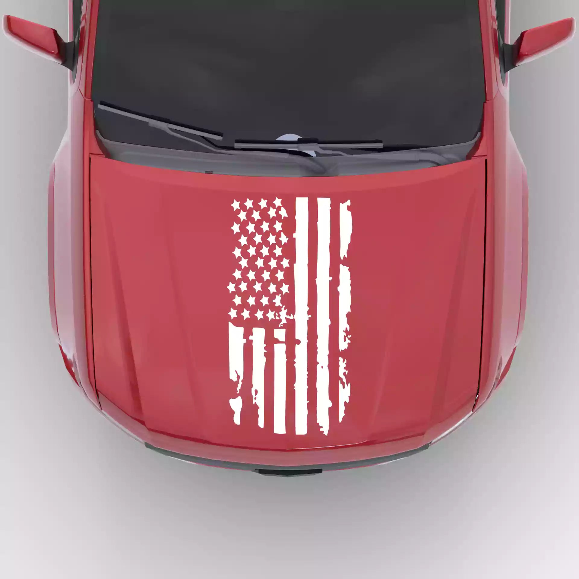 2016-2022 Chevrolet Colorado Shred American Flag Hood Decals Vinyl Graphics Kit White