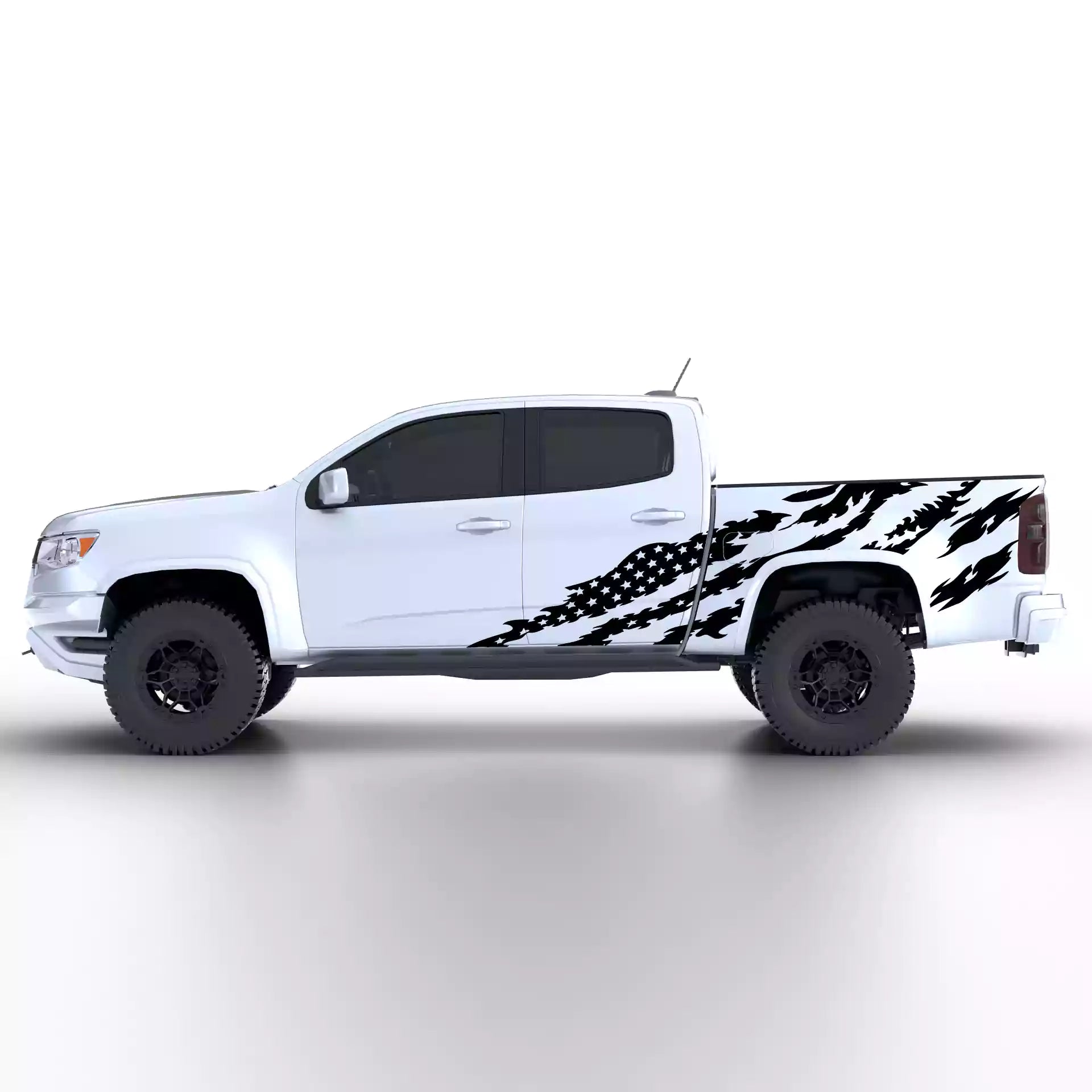 2015-2022 Chevrolet Colorado American Flag Side Decals Vinyl Graphics Kit Black