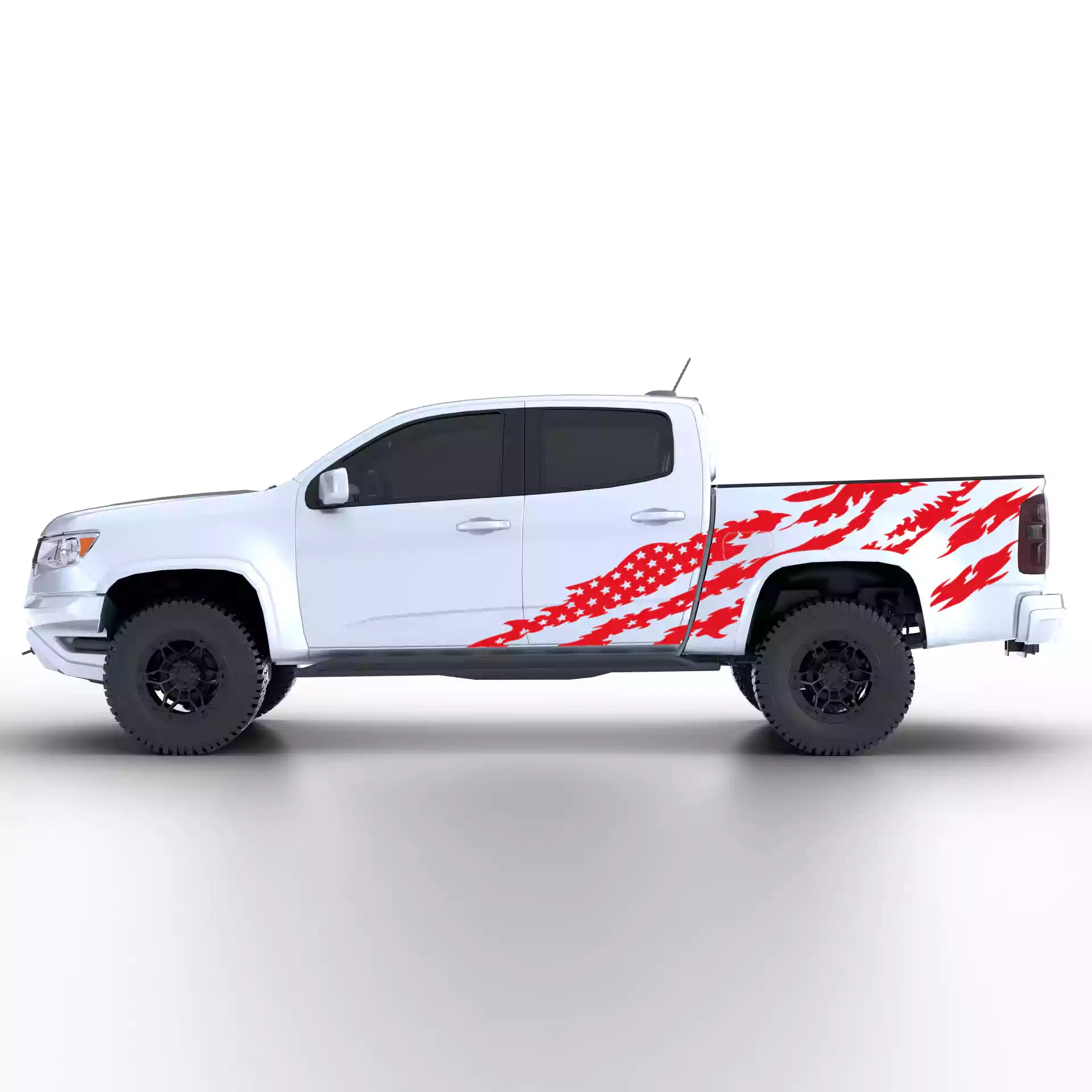 2015-2022 Chevrolet Colorado American Flag Side Decals Vinyl Graphics Kit Red