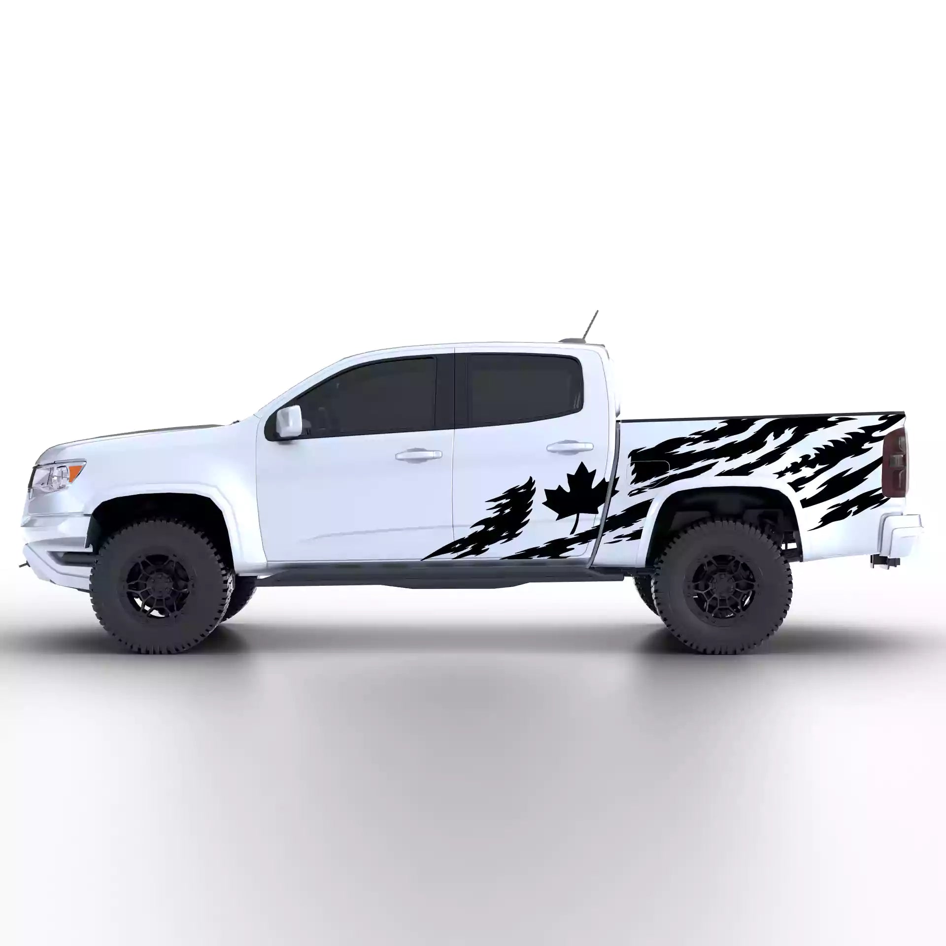 2015-2022 Chevrolet Colorado Canada Flag Side Decals Vinyl Graphics Kit Black