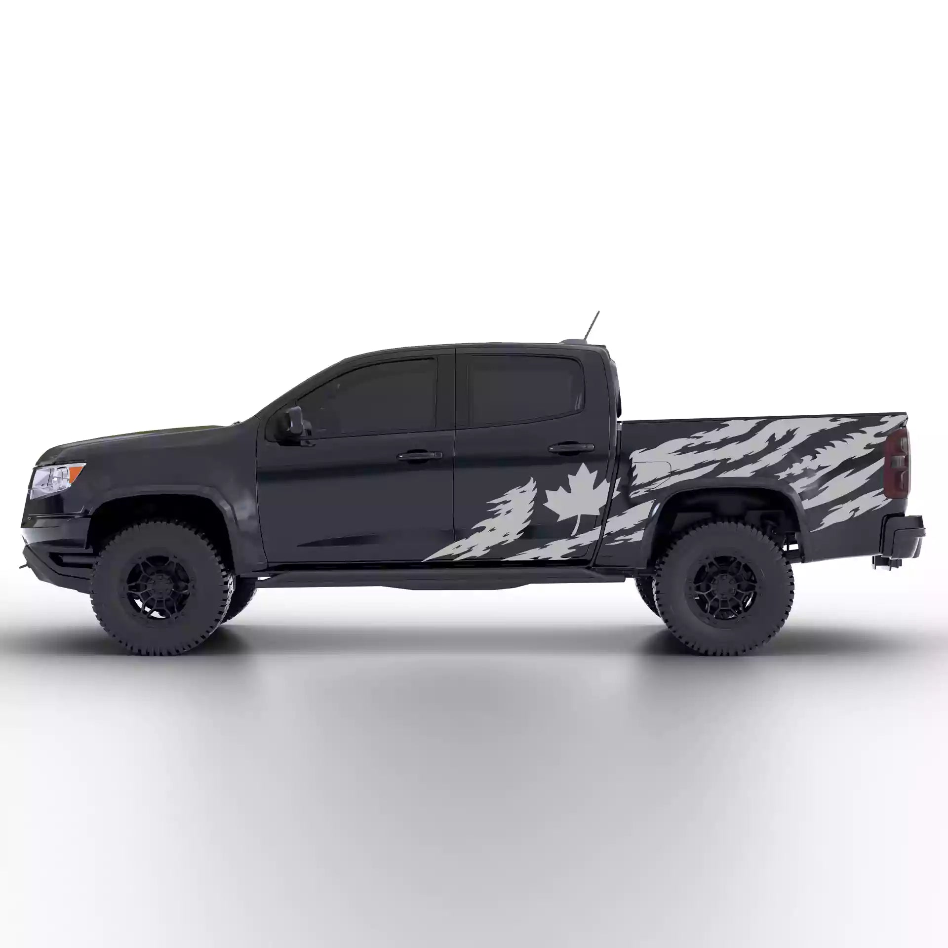 2015-2022 Chevrolet Colorado Canada Flag Side Decals Vinyl Graphics Kit Gray