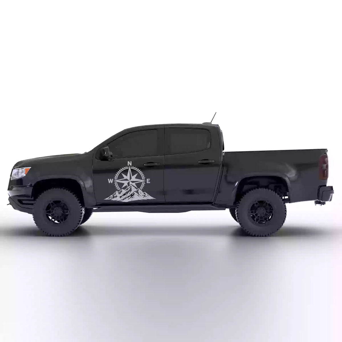 2016-2022 Chevrolet Colorado Compass Side Decals Vinyl Graphics Kit Gray