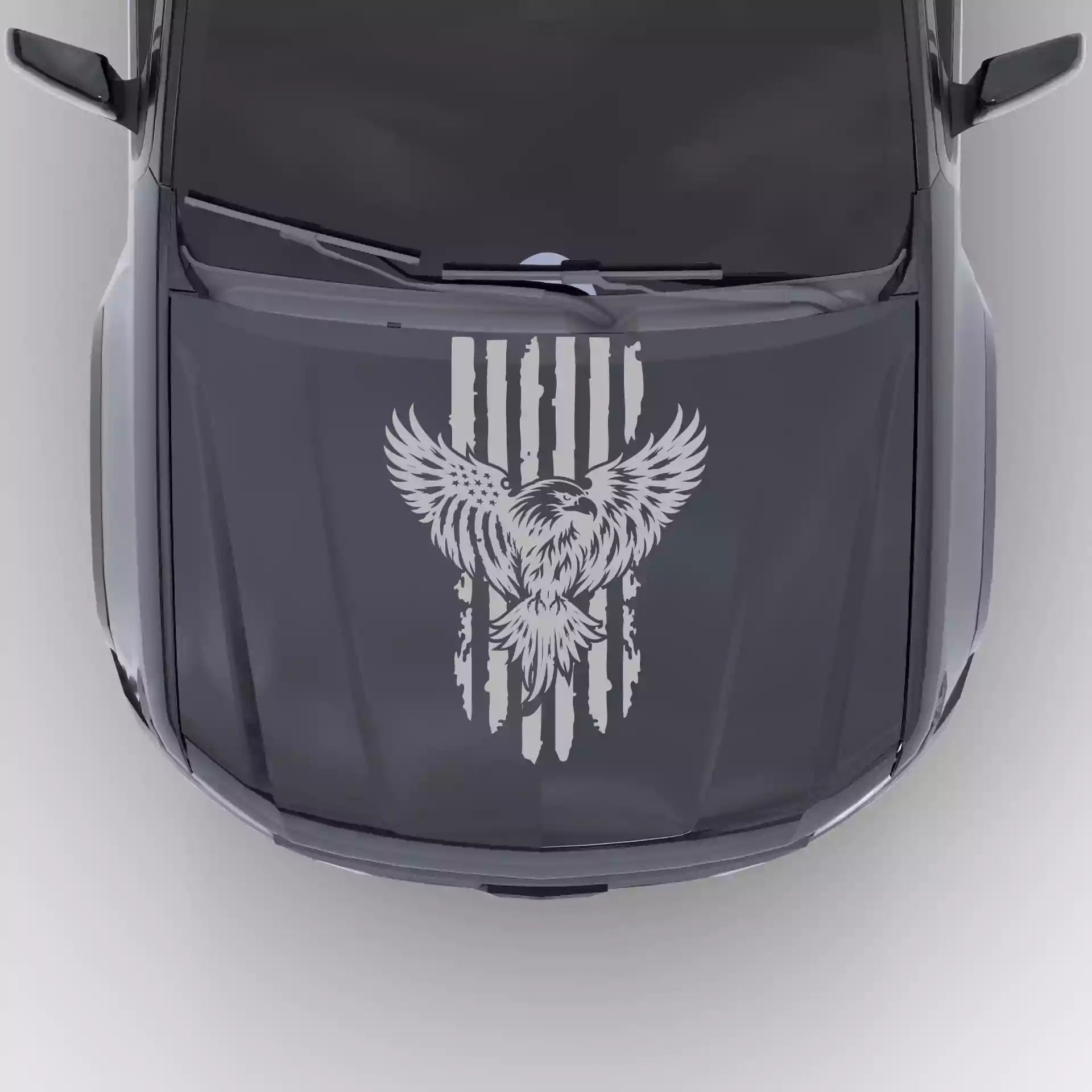 2016-2022 Chevrolet Colorado Eagle USA Flag Hood Decals Vinyl Graphics Kit Gray