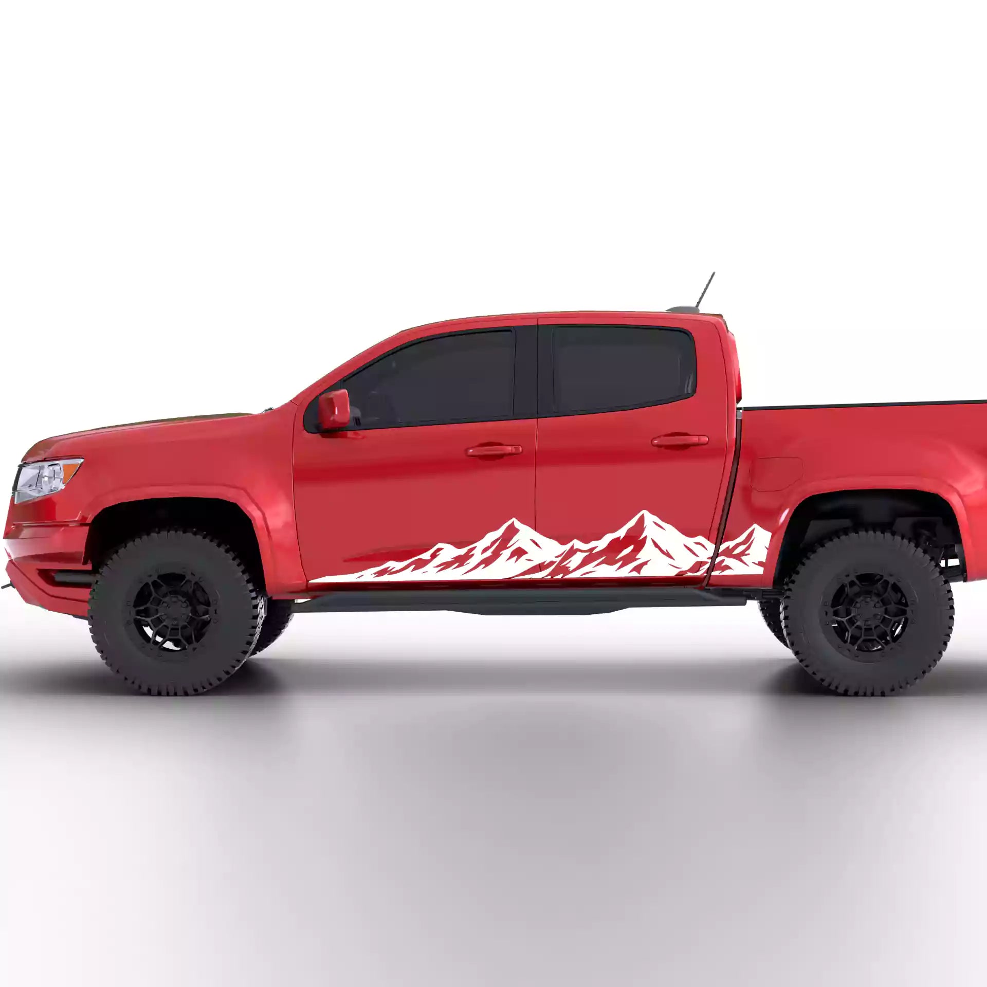 2015-2022 Chevrolet Colorado Peak Mountain Rocker Stripes Vinyl Graphics Kit White