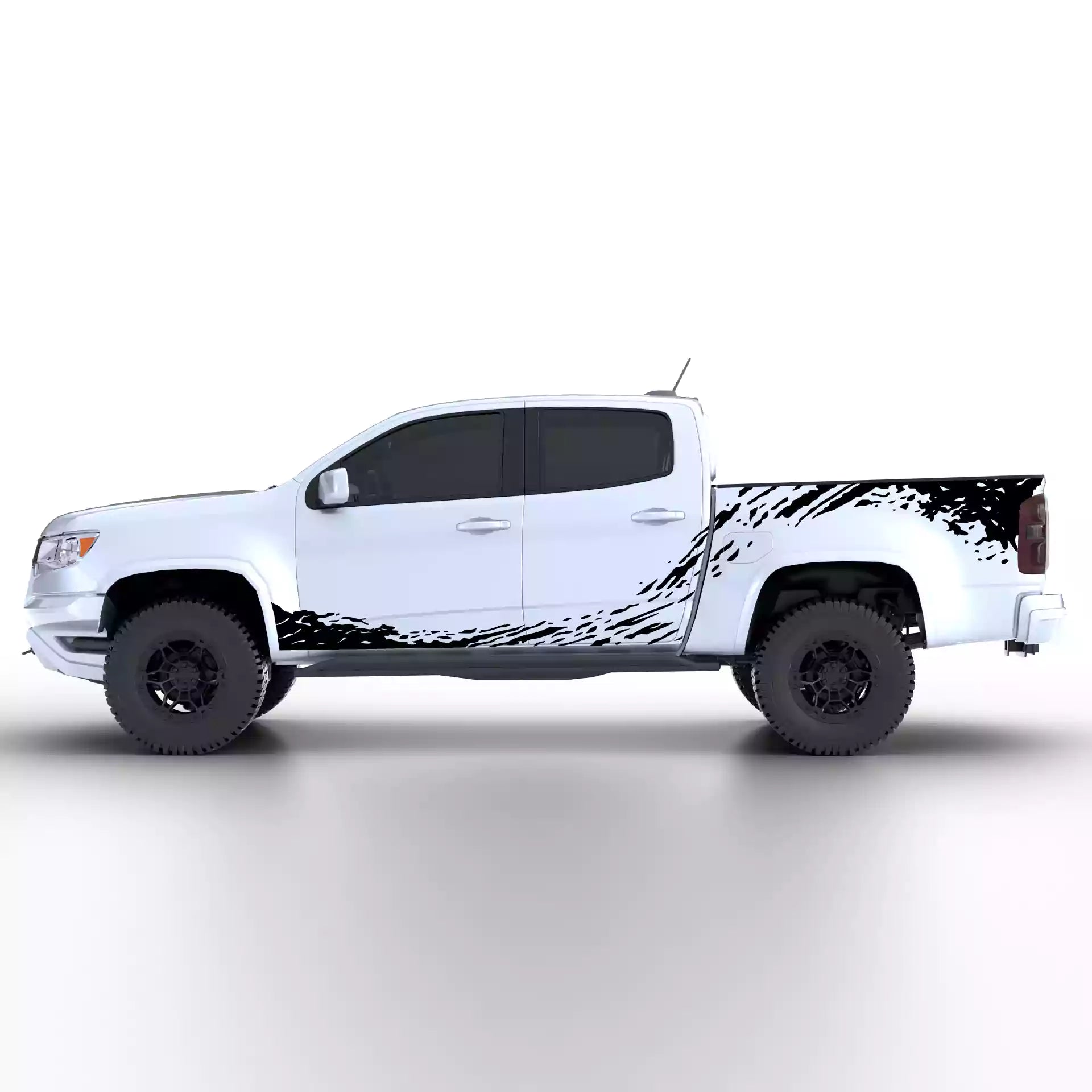 2015-2022 Chevrolet Colorado Mud Splash Rocker & Bed Decals Vinyl Graphics Kit Black