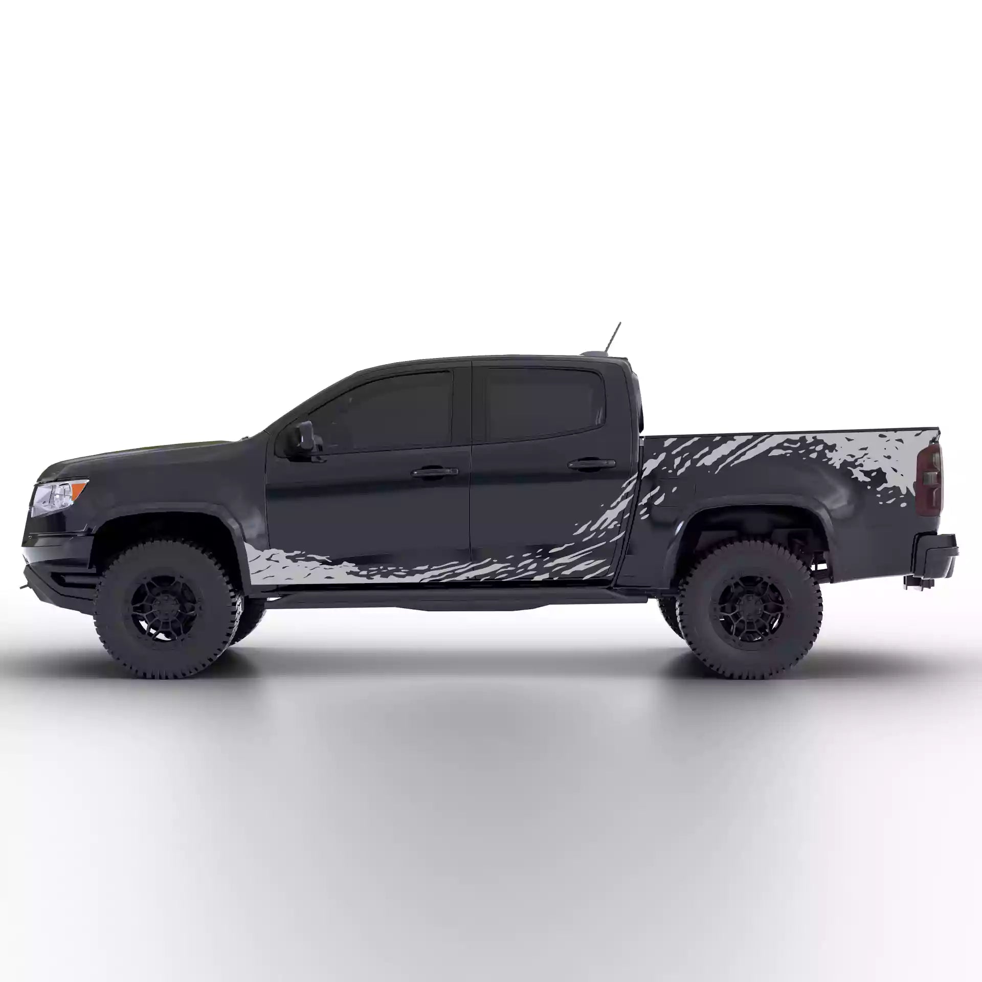 2015-2022 Chevrolet Colorado Mud Splash Rocker & Bed Decals Vinyl Graphics Kit Gray