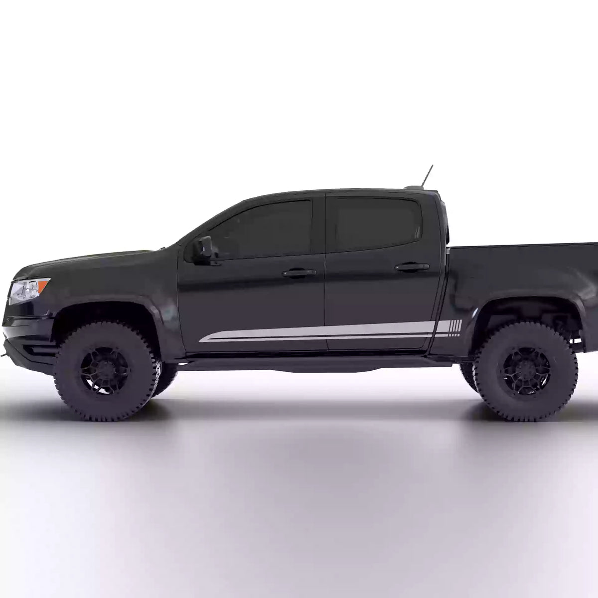 2015-2022 Chevrolet Colorado Rocker Stripes Vinyl Graphics Kit Gray