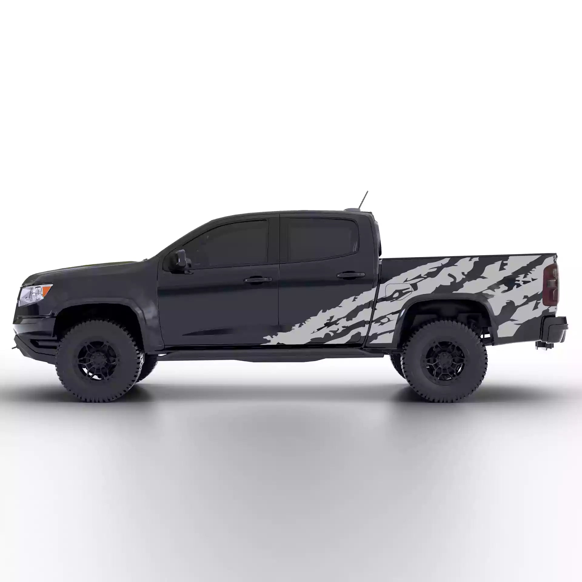 2015-2022 Chevrolet Colorado Shred Side Decals Vinyl Graphics Kit Gray