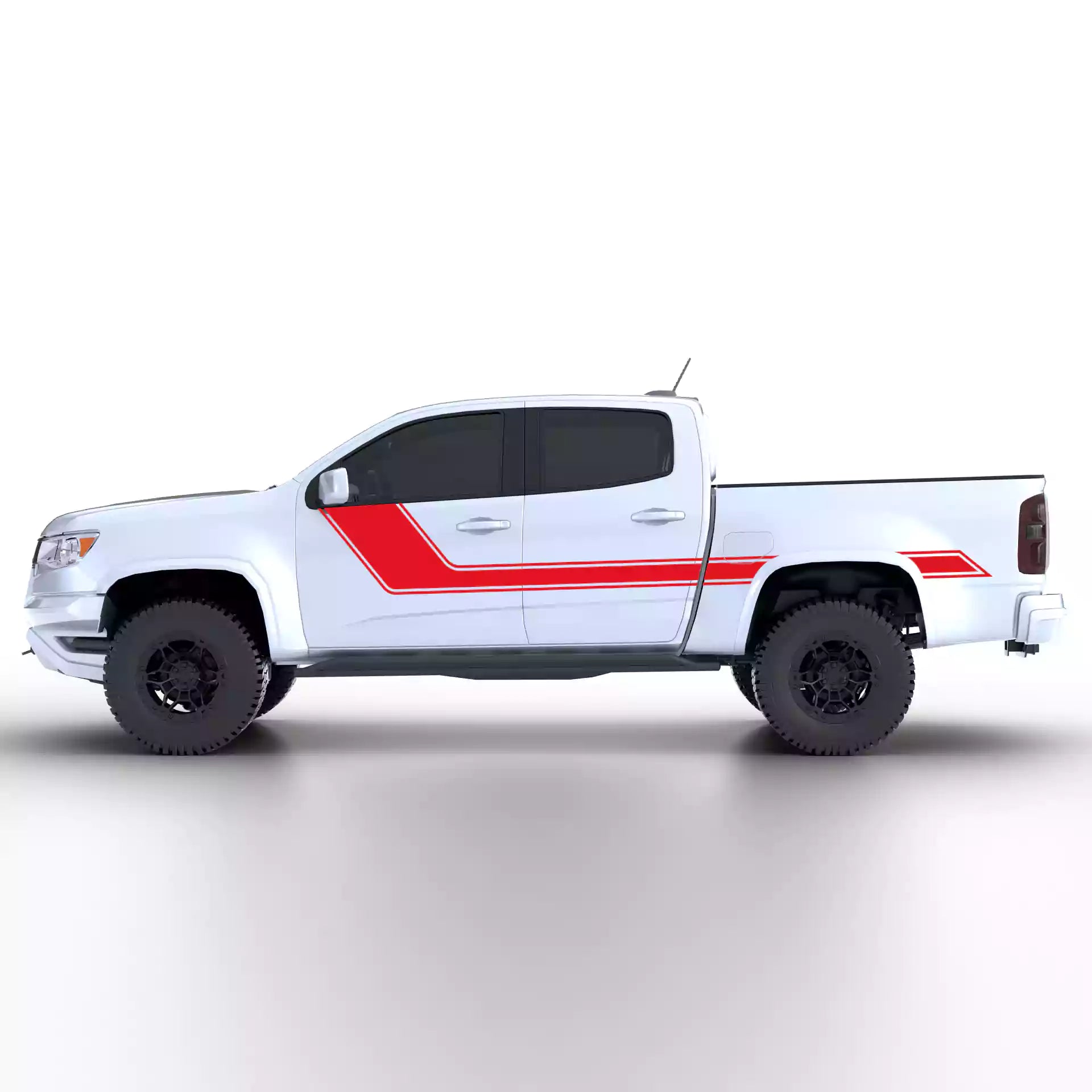 2015-2022 Chevrolet Colorado Side Rally Stripes Vinyl Graphics Kit Red