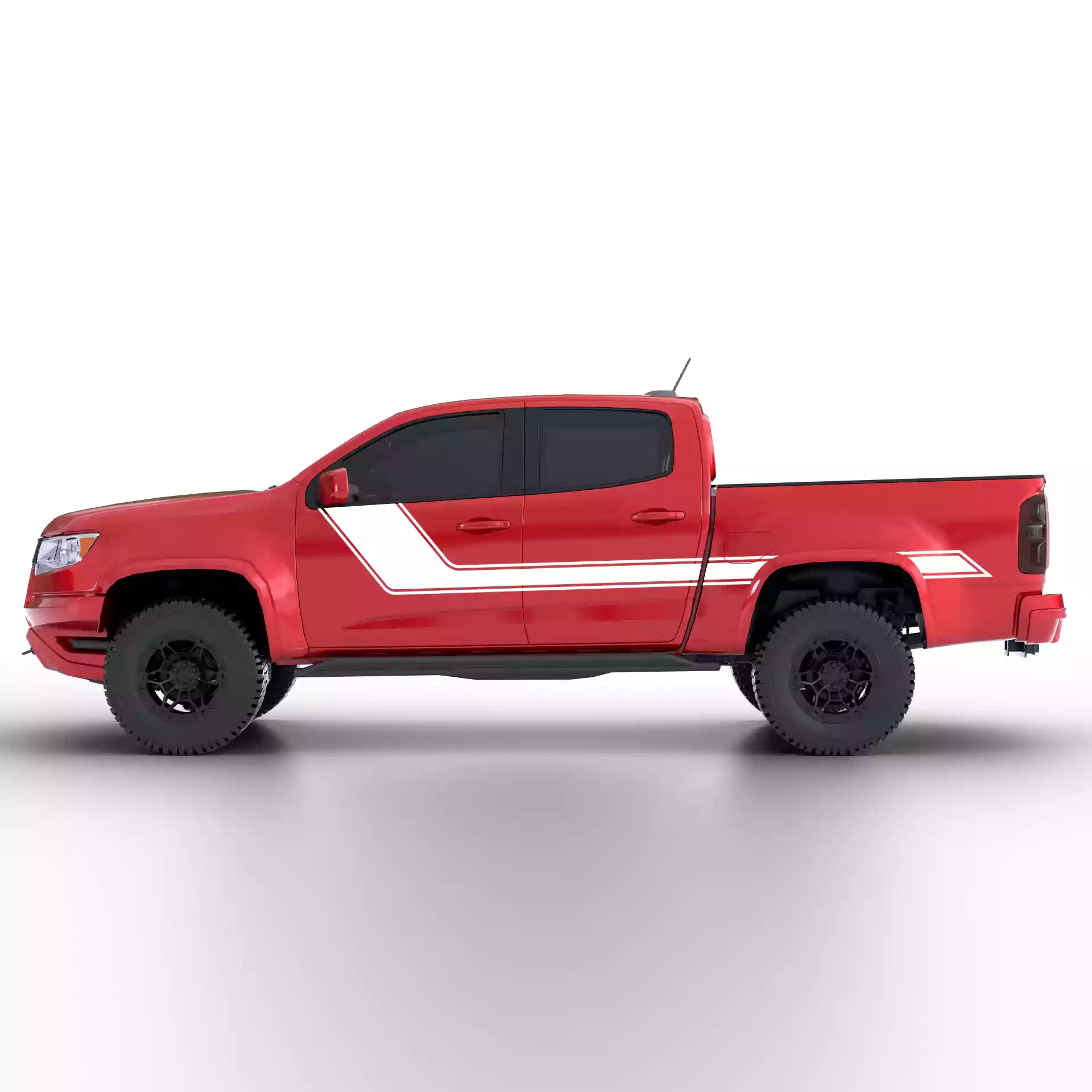 2015-2022 Chevrolet Colorado Side Rally Stripes Vinyl Graphics Kit White