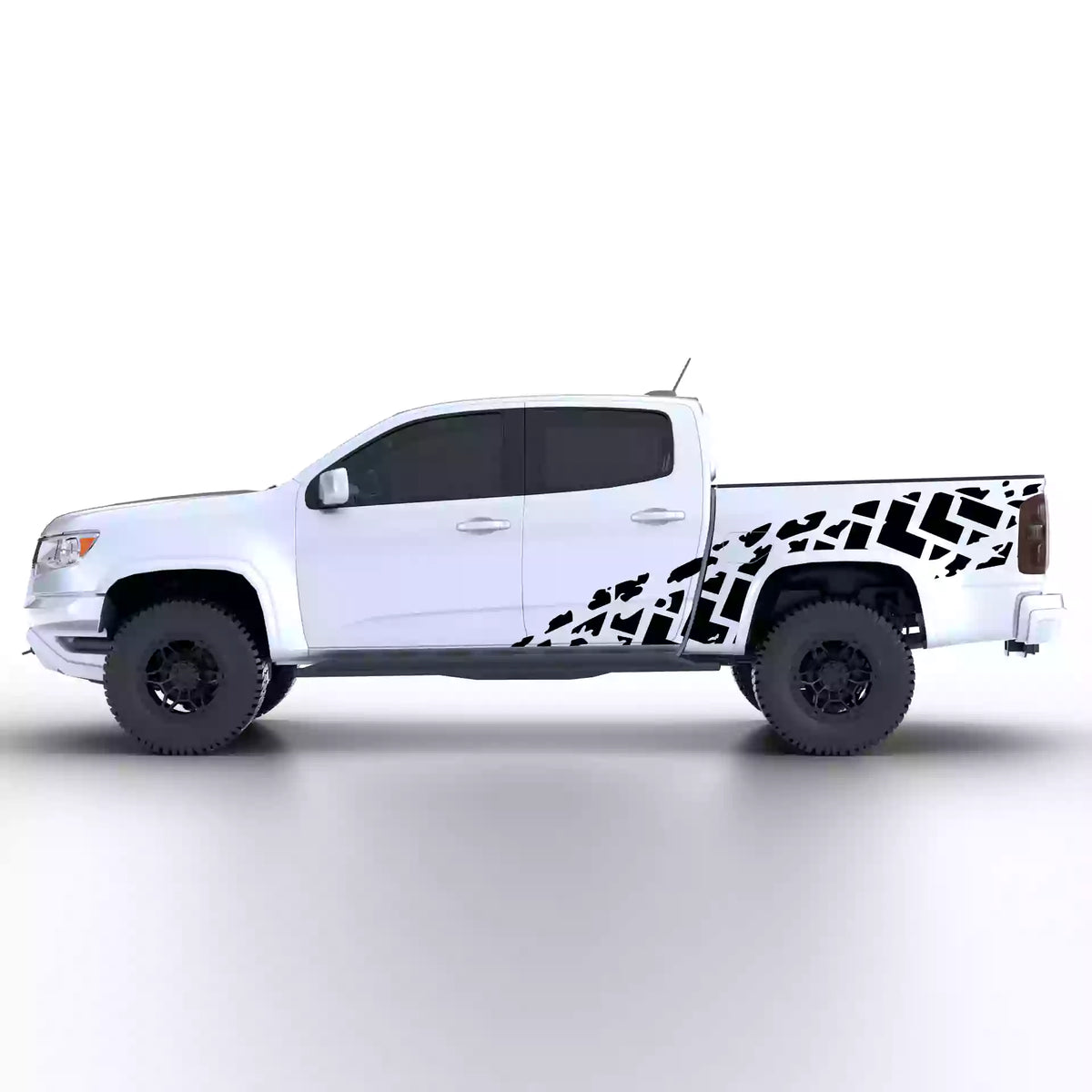 2016-2022 Chevrolet Colorado Tire Tracks Side Decals Vinyl Graphics Kit Black