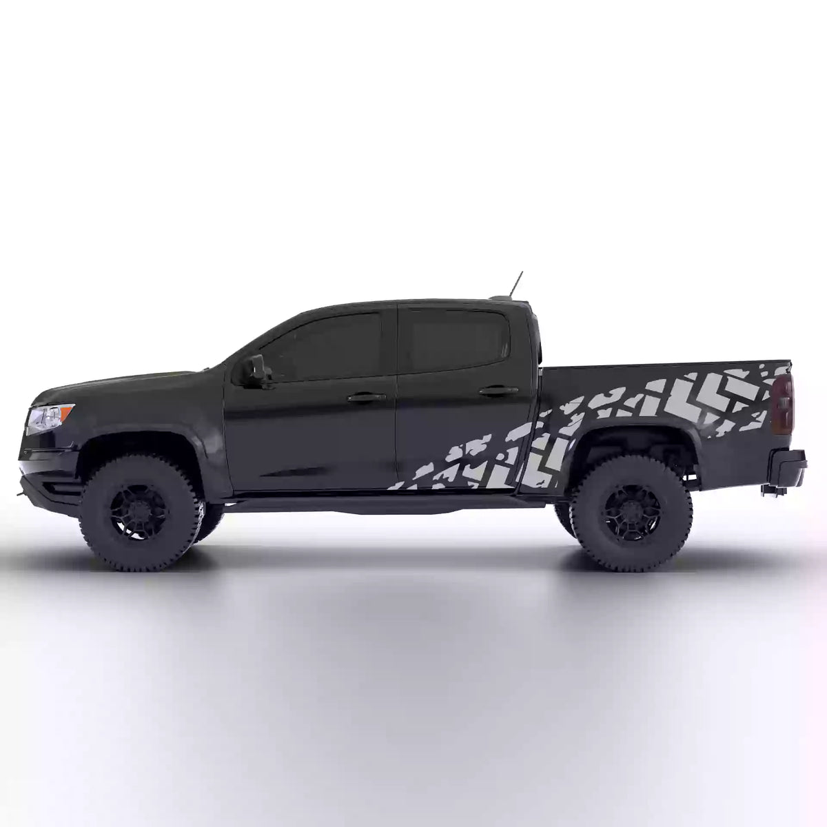 2016-2022 Chevrolet Colorado Tire Tracks Side Decals Vinyl Graphics Kit Gray