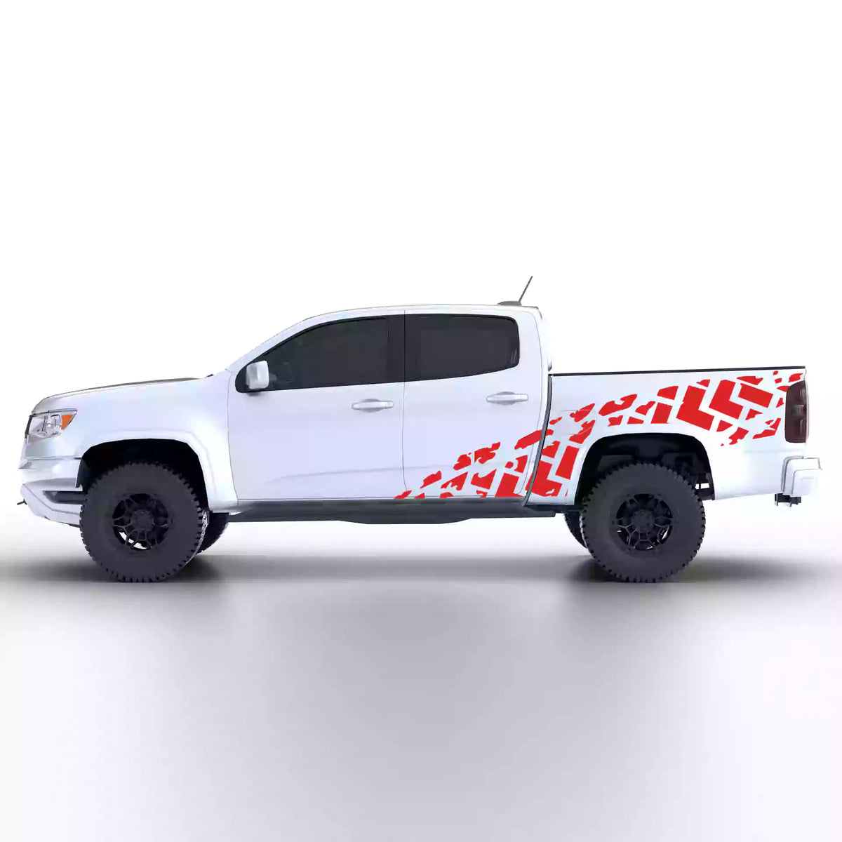 2016-2022 Chevrolet Colorado Tire Tracks Side Decals Vinyl Graphics Kit Red