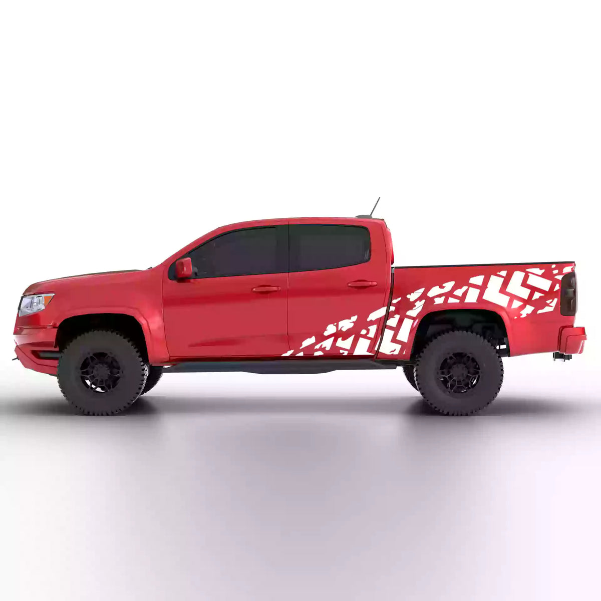 2016-2022 Chevrolet Colorado Tire Tracks Side Decals Vinyl Graphics Kit White