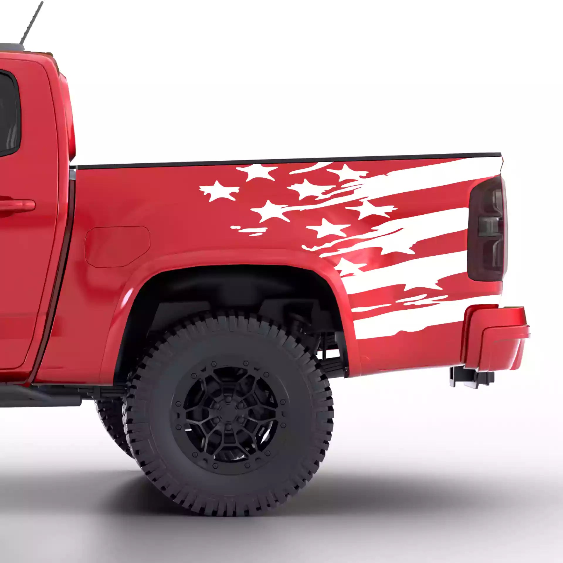 2015-2022 Chevrolet Colorado USA Flag Shred Bed Decals Vinyl Graphics Kit White