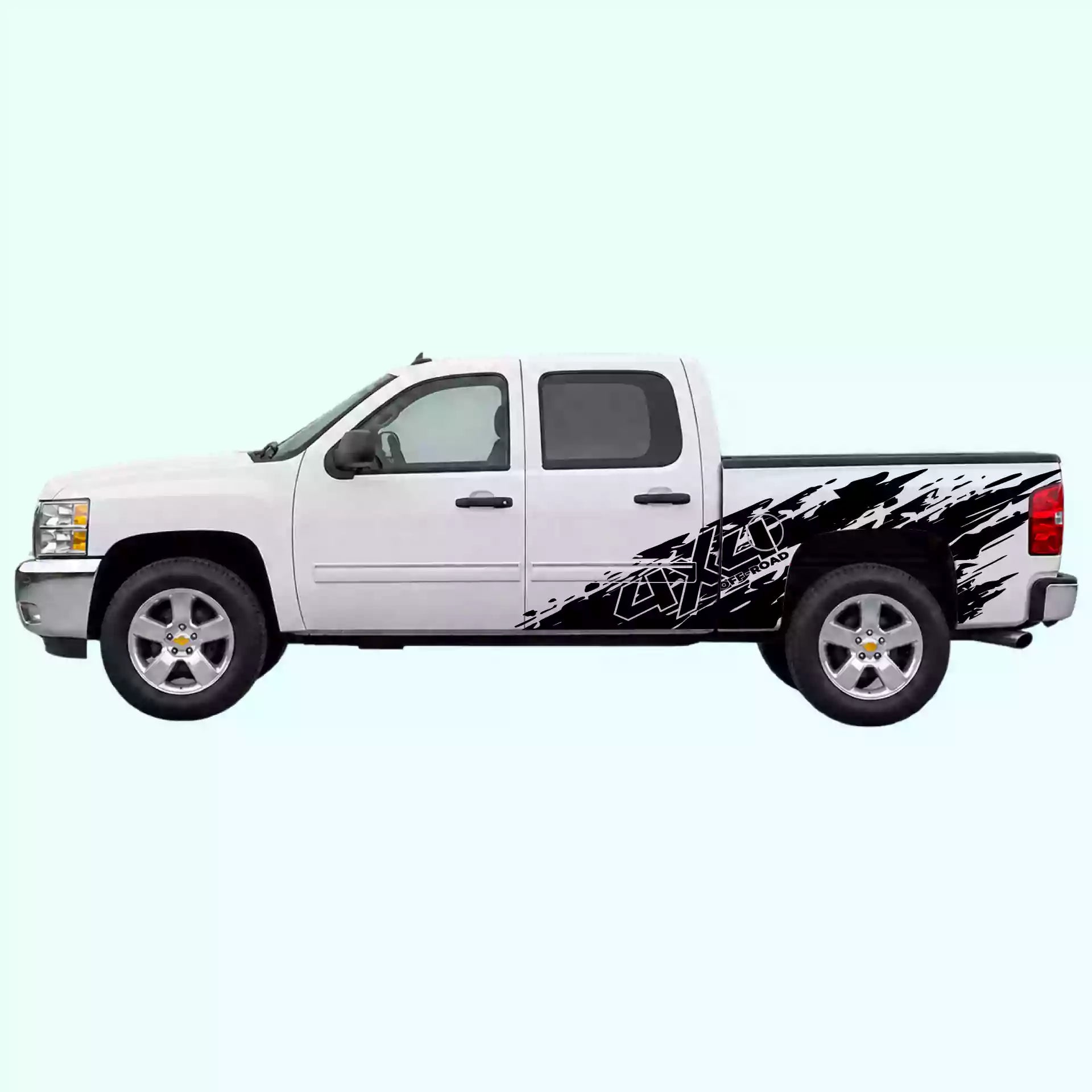 2007-2013 Chevrolet Silverado 4x4 Mud Splash Side Decals Vinyl Graphics Kit Black