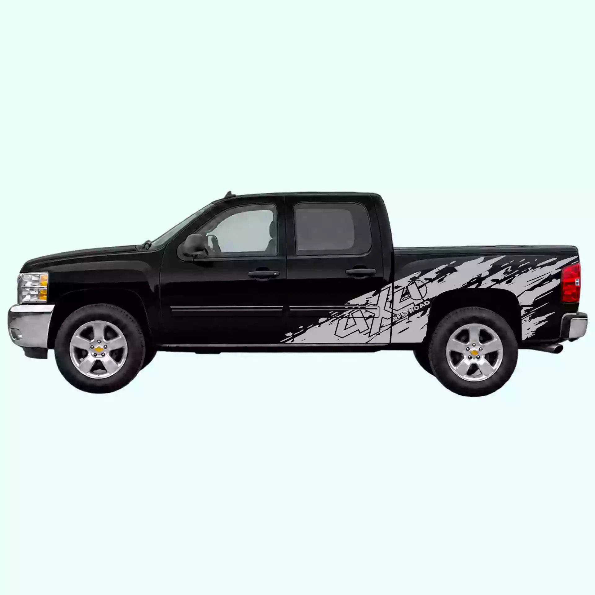 2007-2013 Chevrolet Silverado 4x4 Mud Splash Side Decals Vinyl Graphics Kit Gray