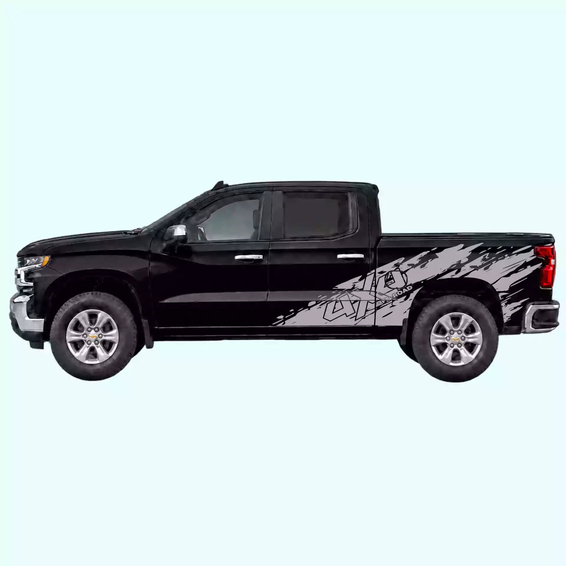 2019-present Chevrolet Silverado 4x4 Mud Splash Side Decals Vinyl Graphics Kit Gray